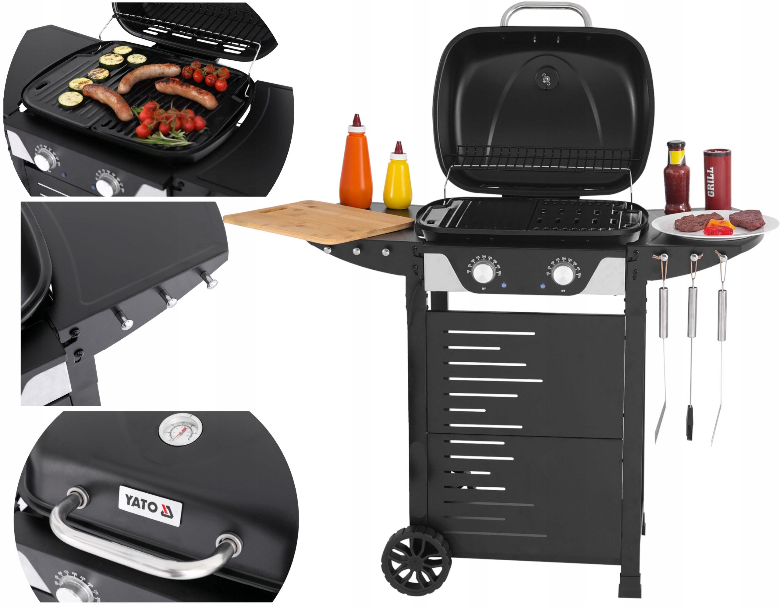 Yato Elektrogrill Griglia elettrica 2300W, griglia da tavolo, 47x37 cm, 2300 W