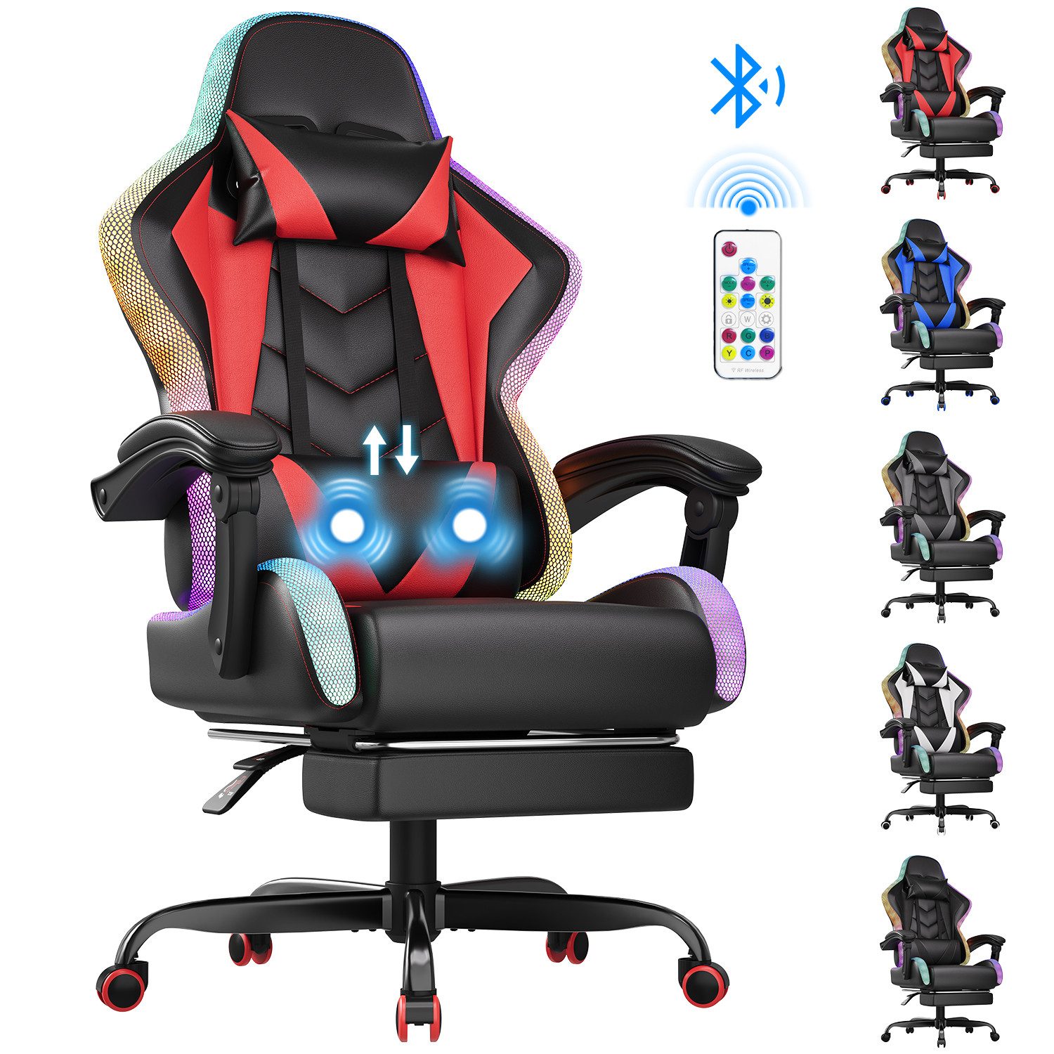HOMALL Gaming-Stuhl LED Gaming Chair,Massage,Bürostuhl,Gaming Stuhl, günstig online kaufen