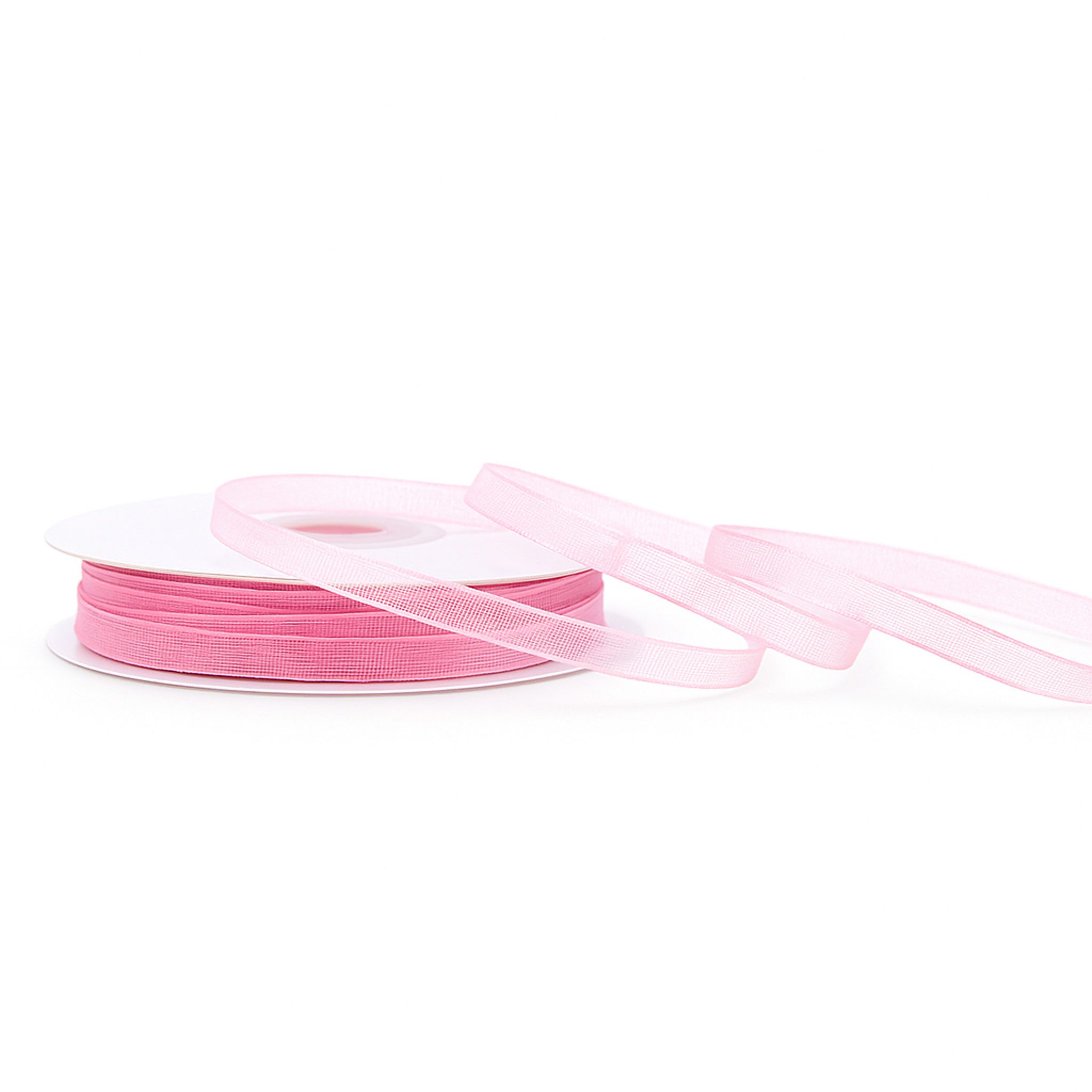 Creativery Organzaband, Organzaband 3mm x 50m Rolle Rosa