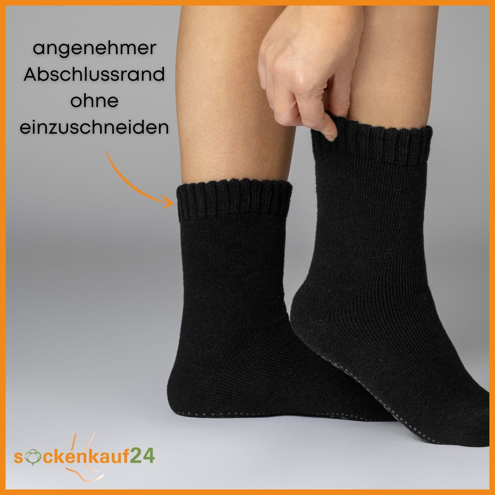 sockenkauf24 ABS-Socken oder 2-Paar, Herren 2, Rutsch 43-46) WP Damen Socken 21463 (Schwarz/Anthrazit, 6 Paar Socken ABS Wolle mit Anti & - 4