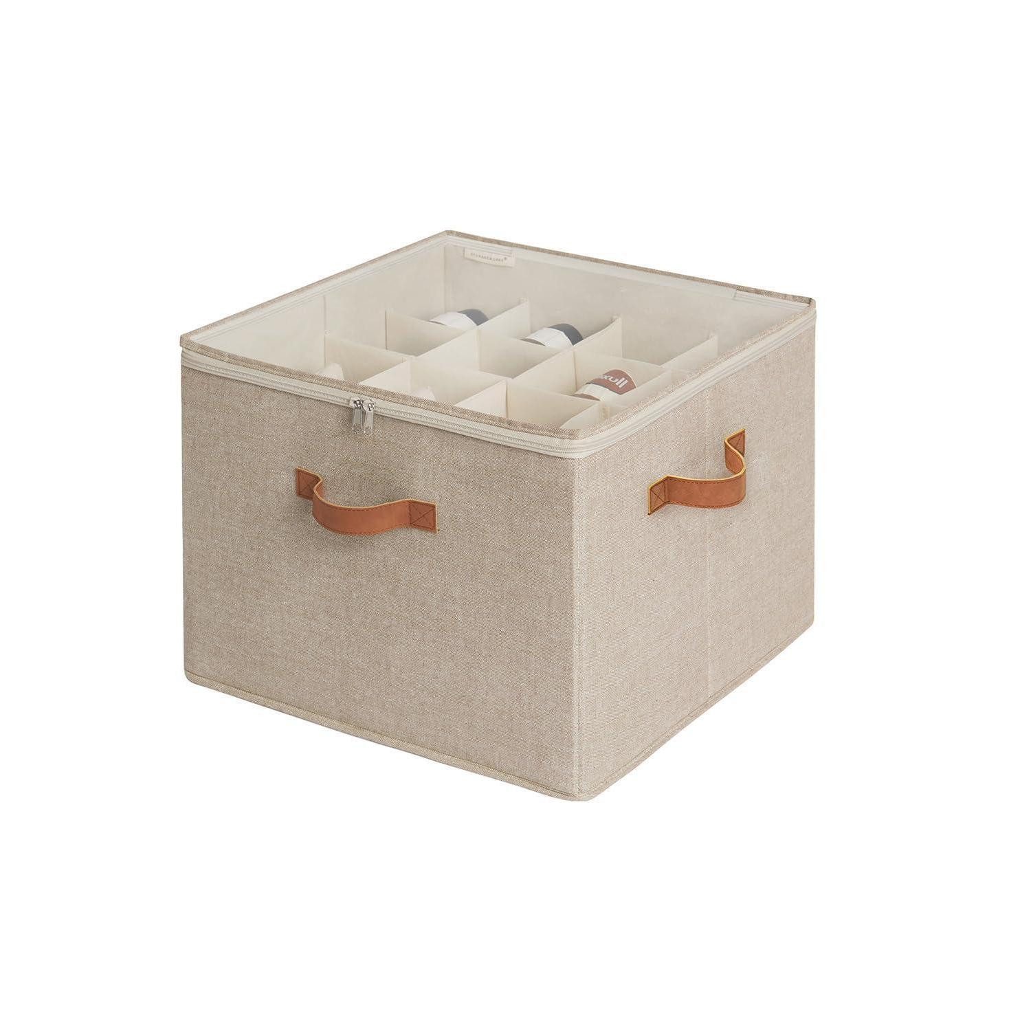 LuxusKollektion Schuhbox Schuhaufbewahrung mit Deckel 16 Paar braun (1 St)