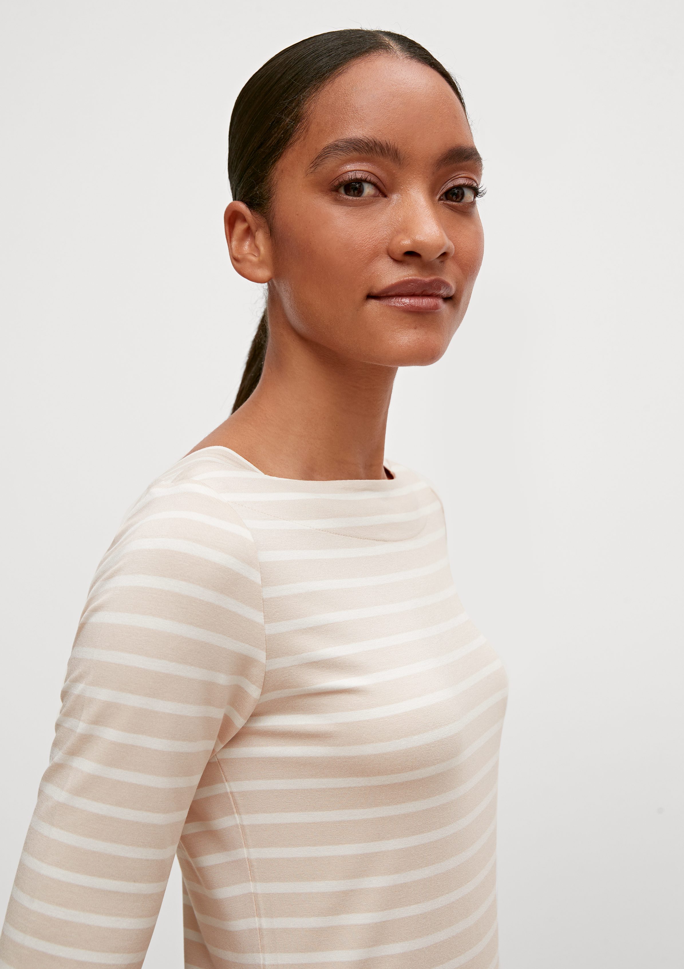 comma Kurzarmshirt Streifenshirt im Slim Fit günstig online kaufen