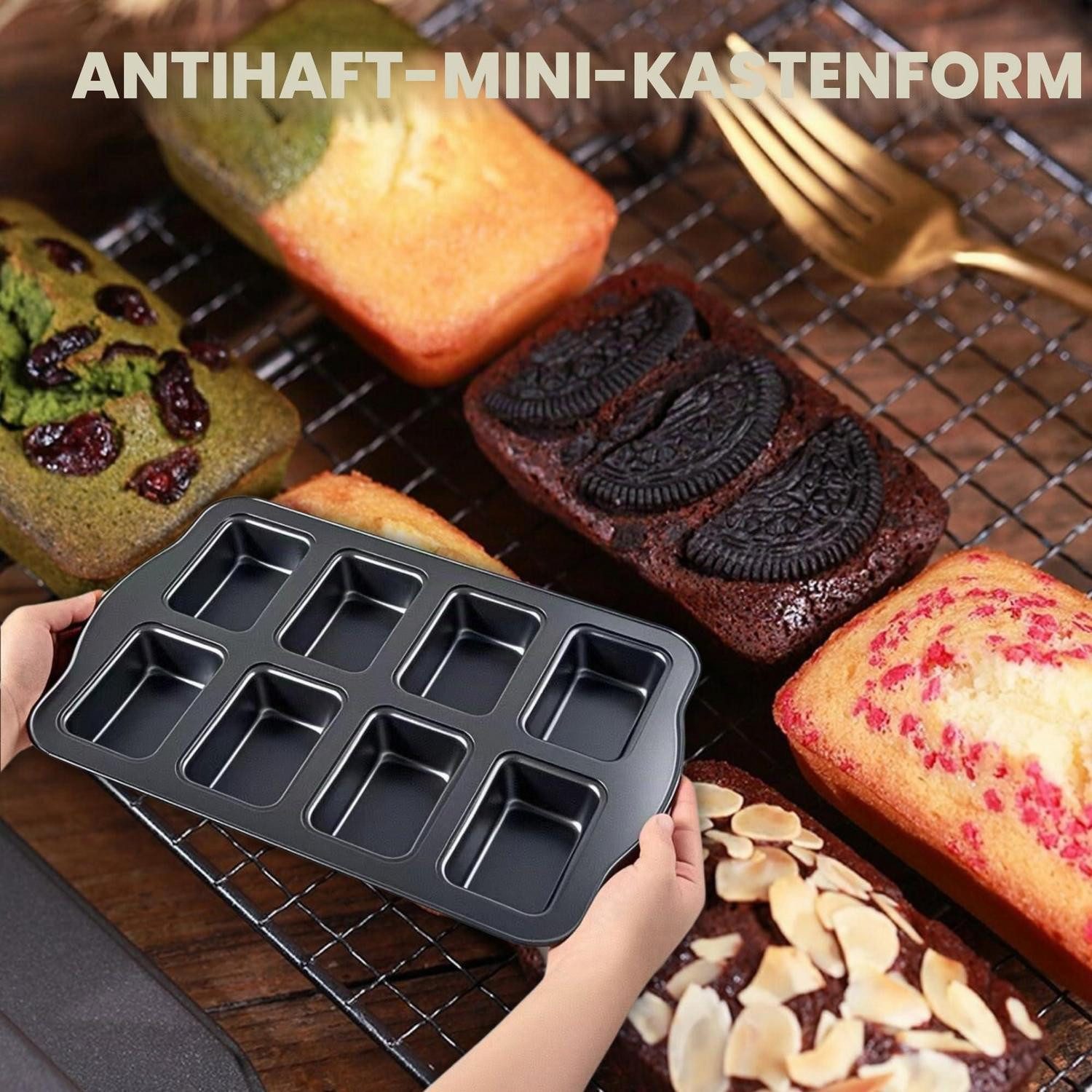 LuxusKollektion Kastenform Mini Kuchenbackform 8er Rechteck Antihaft, (8-tlg)