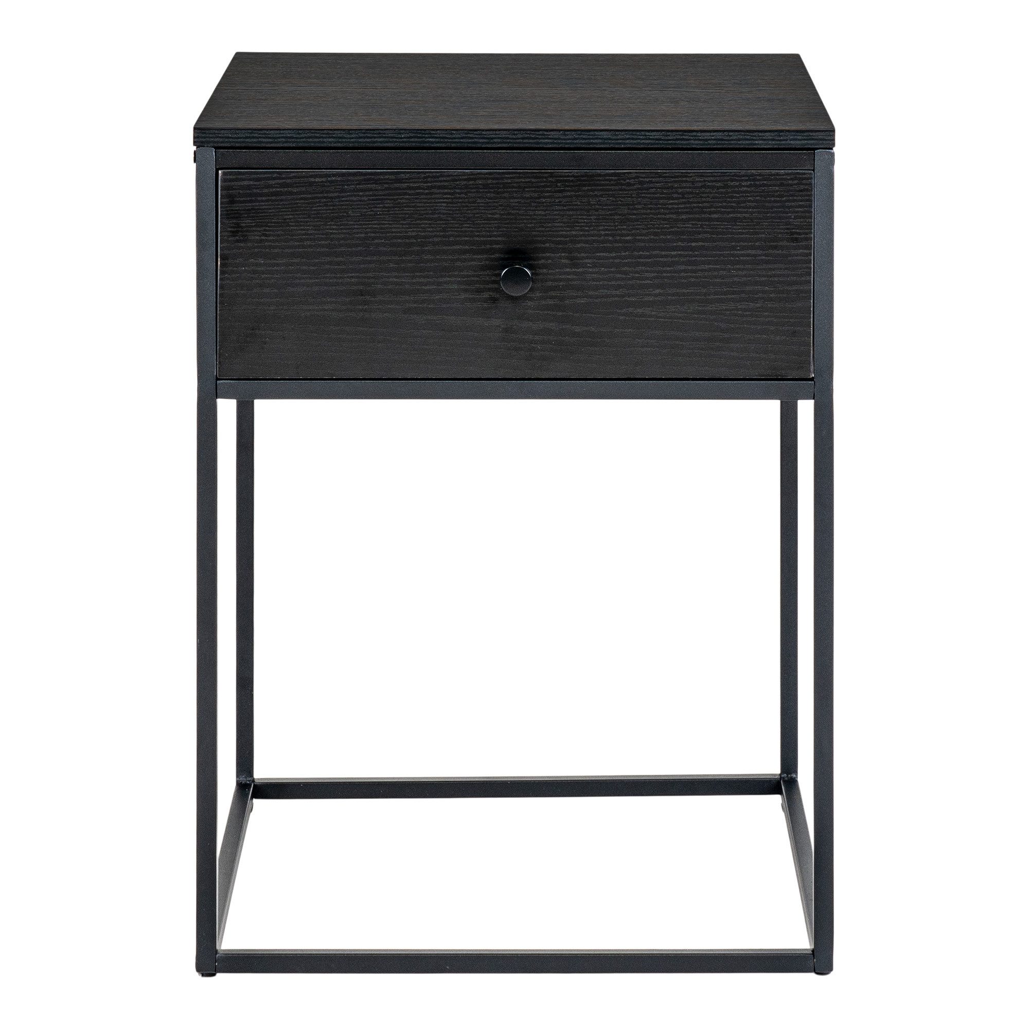 Nachttisch in Schwarz, Melamin - 40x55x40cm (BxHxT)