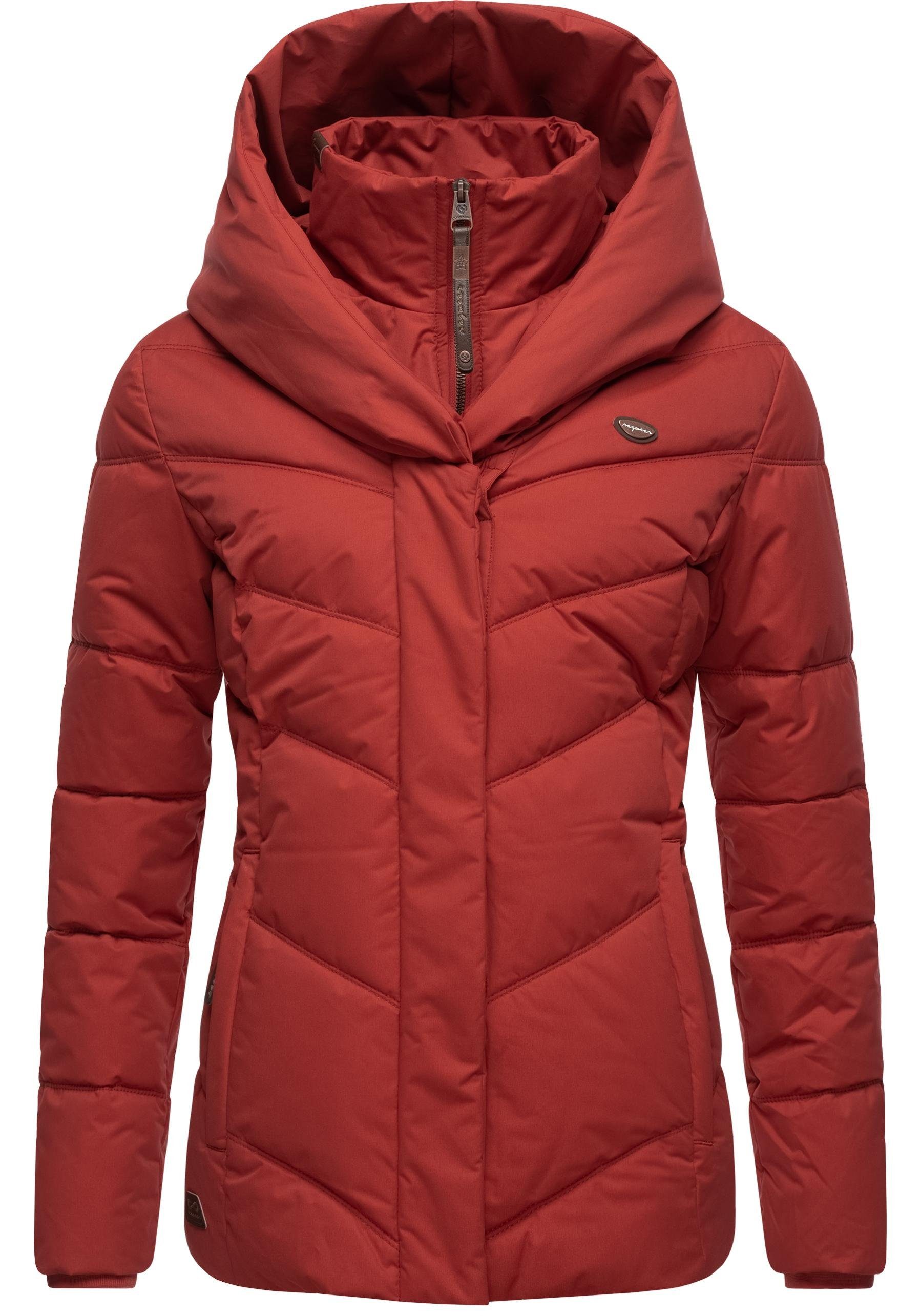 Ragwear Anorak Natesa Intl. stylische Kapuze und rot V-Steppung mit Winterjacke