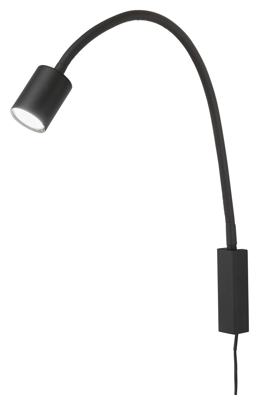 FISCHER & HONSEL Wandleuchte JUSTI, 1-flammig, H 52 cm, Schwarz, Metall, LED wechselbar, Extra-Warmweiß, mit Flexarm