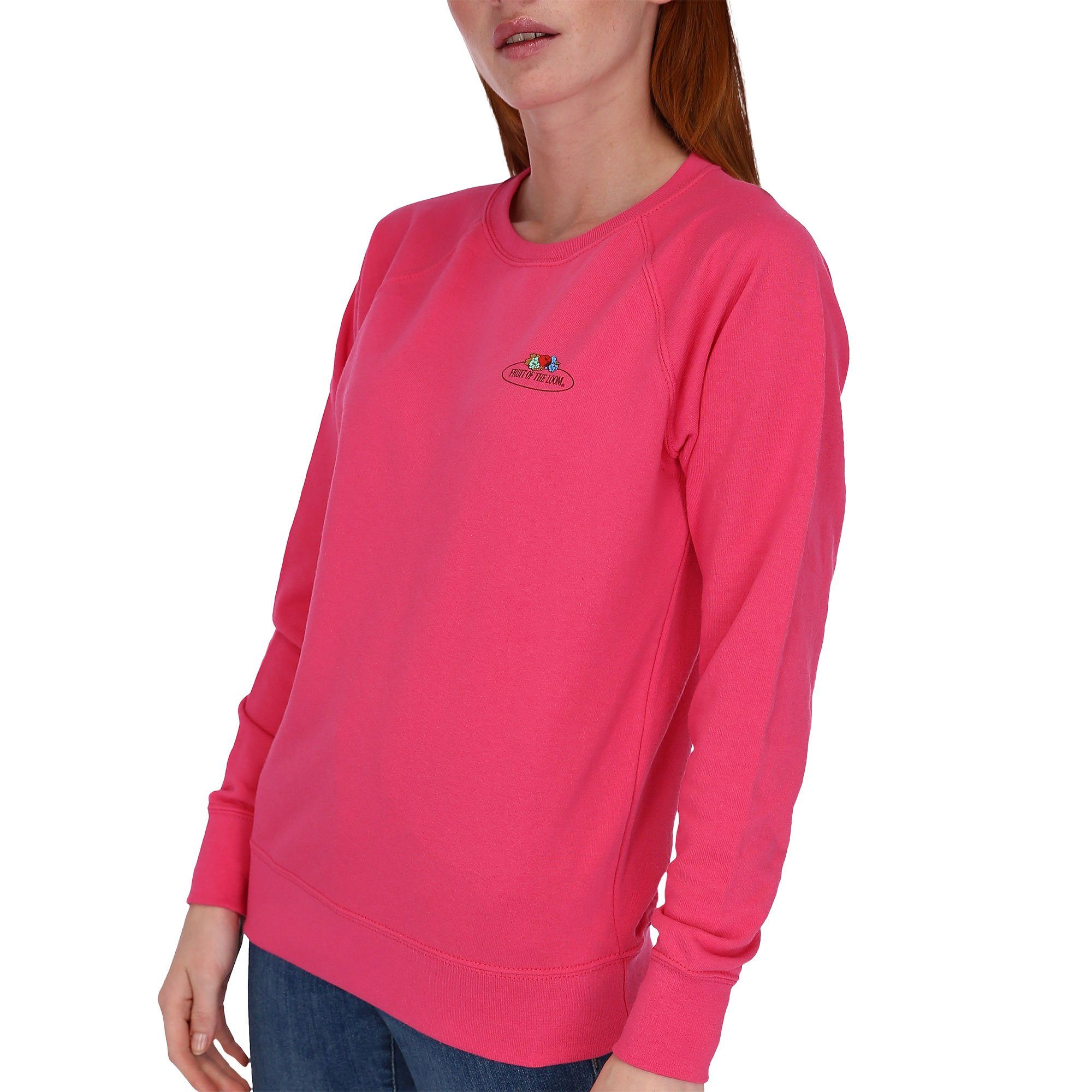 Fruit of the Loom Sweatshirt leichtes Damen Sweatshirt mit Vintage-Logo fuchsia