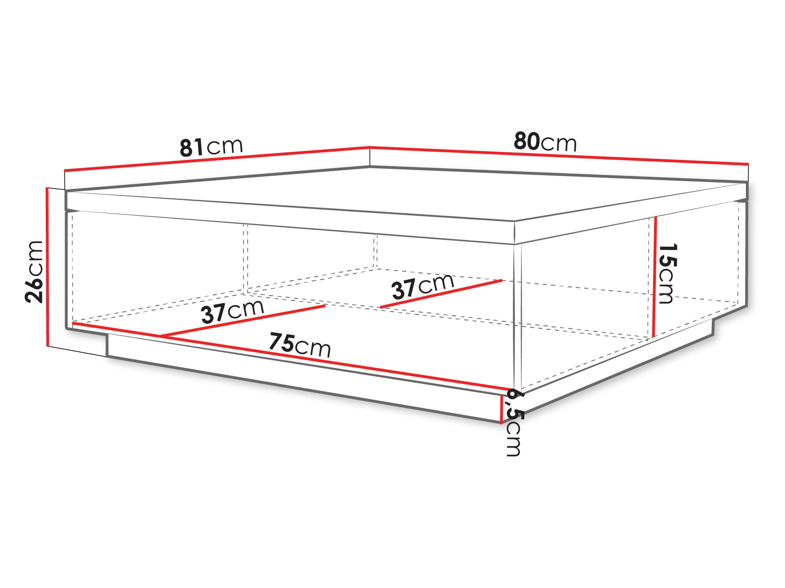 MIRJAN24 Couchtisch Locta (mit zwei Klappen), 80x81x26 cm – Bild 3 von 4