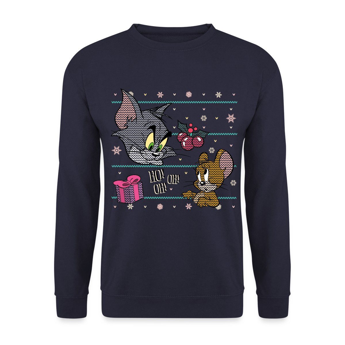 Spreadshirt Sweatshirt Tom und Jerry Ugly X-Mas Ho Oh Oh Unisex Pullover (1-tlg)