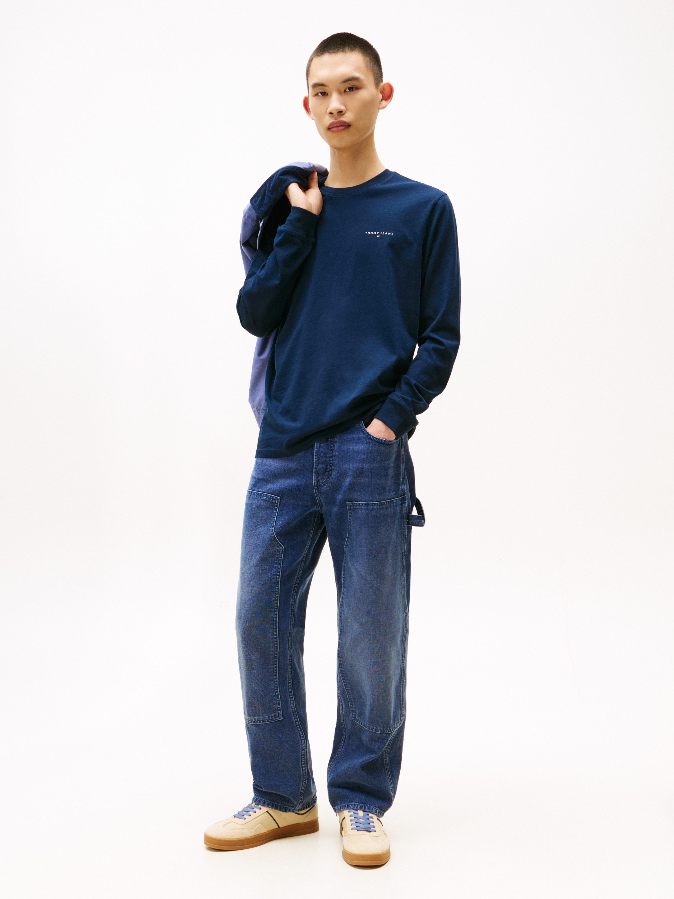 Tommy Jeans Langarmshirt TJM SLIM CHEST LINEAR LS TEE EXT Mit Rundhalsausschnitt