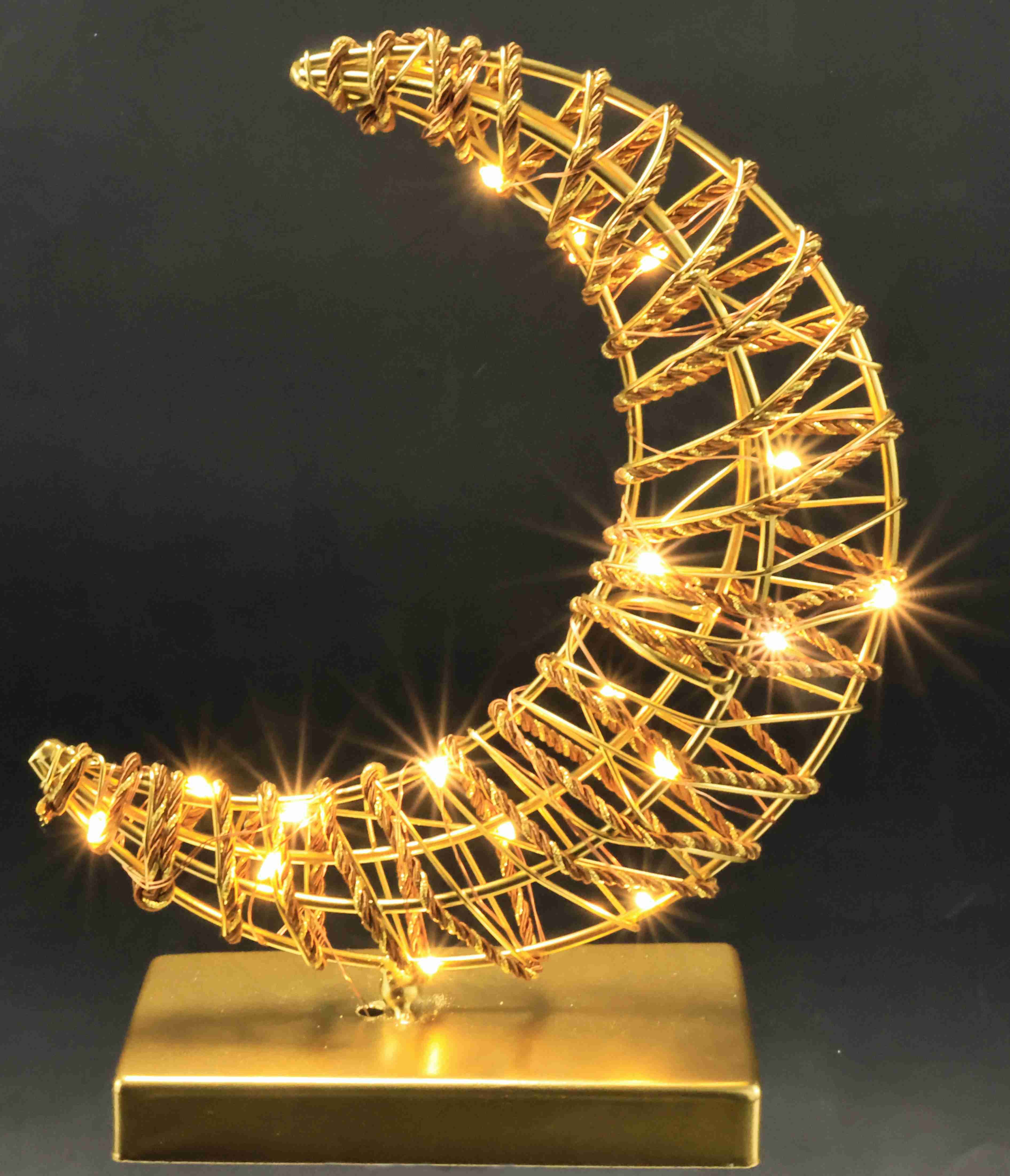 I.GE.A. LED-Dekofigur LED-Dekoobjekt Mond (1 St), Dekofigur Metall Gold warmweiß Timer Batteriebetrieb Weihnachtsdeko – Bild 4 von 5