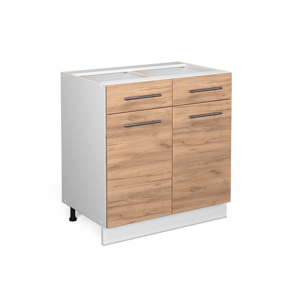 Vicco Unterschrank Fame-Line, Goldkraft Eiche/Weiß, 80 cm ohne Arbeitsplatte