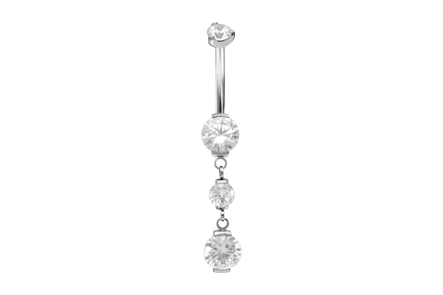 PIERCINGLINE Bauchnabelpiercing Titan Mini Bananabell mit Innengewinde 4 KRISTALLE (Bananabells, 1-tlg)