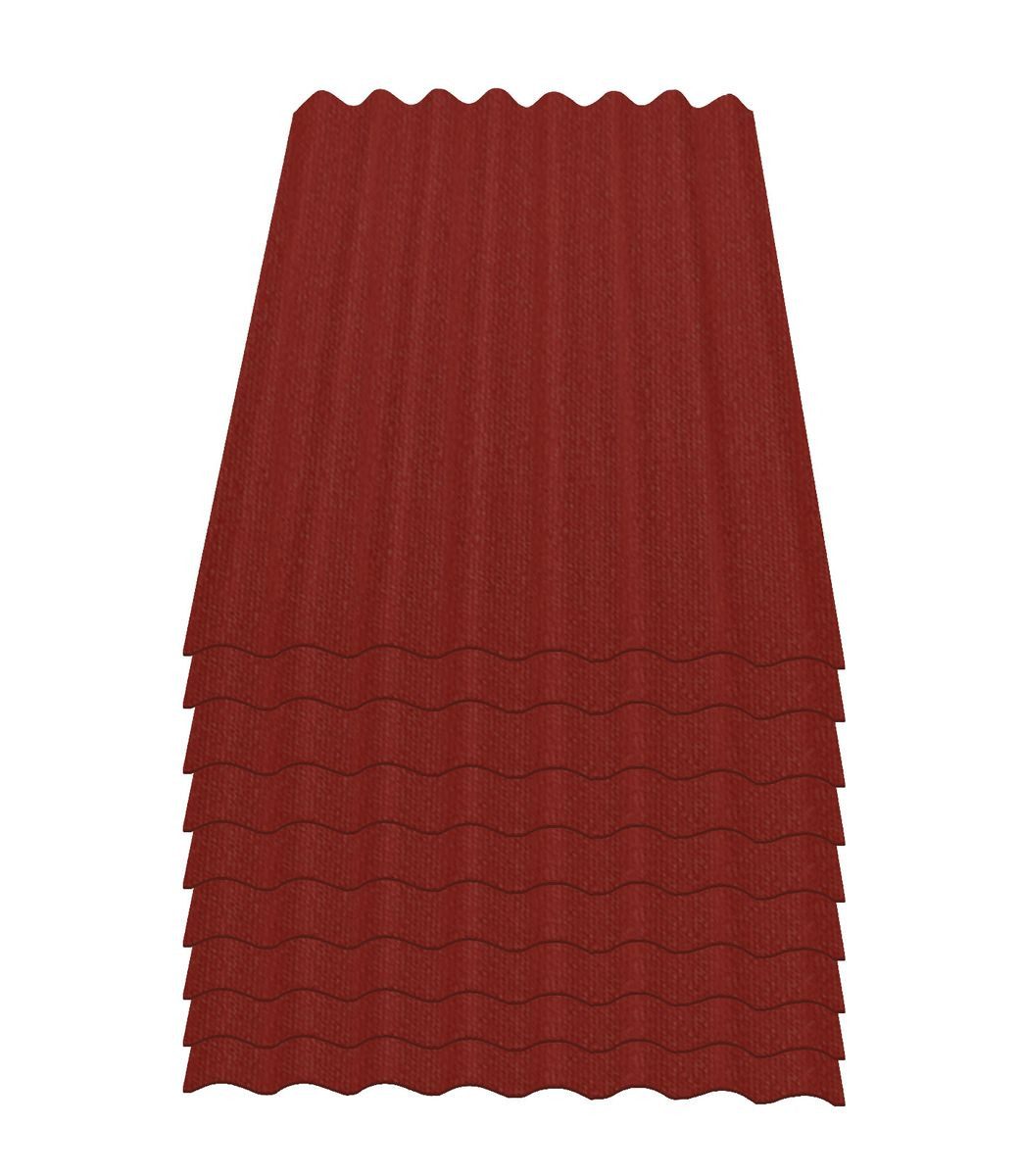 Onduline Dachpappe 9er Pack Dachplatte Easyline® Wellplatte Gartenhaus, Farbe: rot, wellig, 6.84 m² pro Paket, (9-St), Größe: 1000 x 760 x 2,6 mm, Profil: 95/38