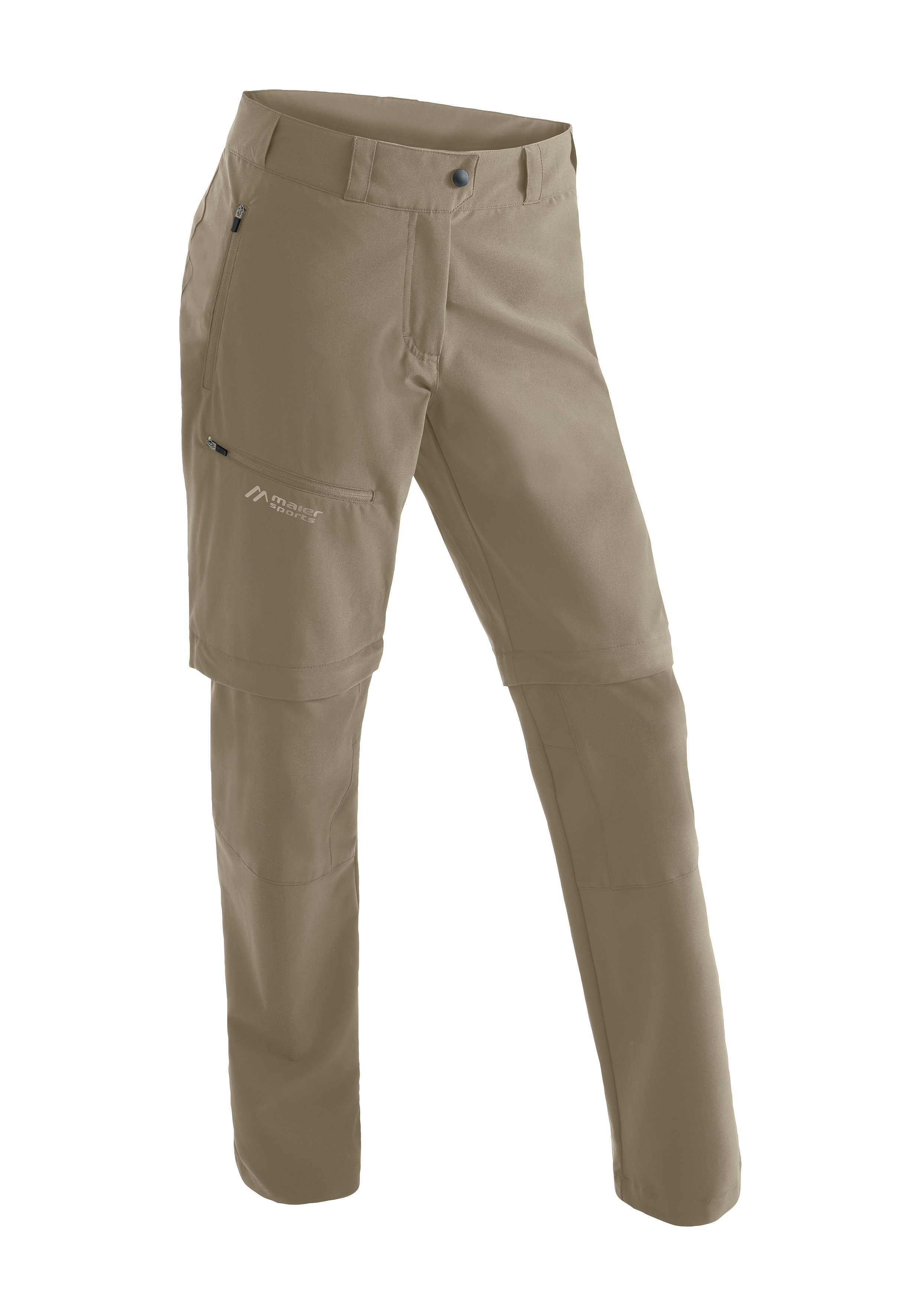 Maier Outdoorhose W dunkelbeige Bequeme Latit Zip Sports Funktionshose mit bequemem Schnitt