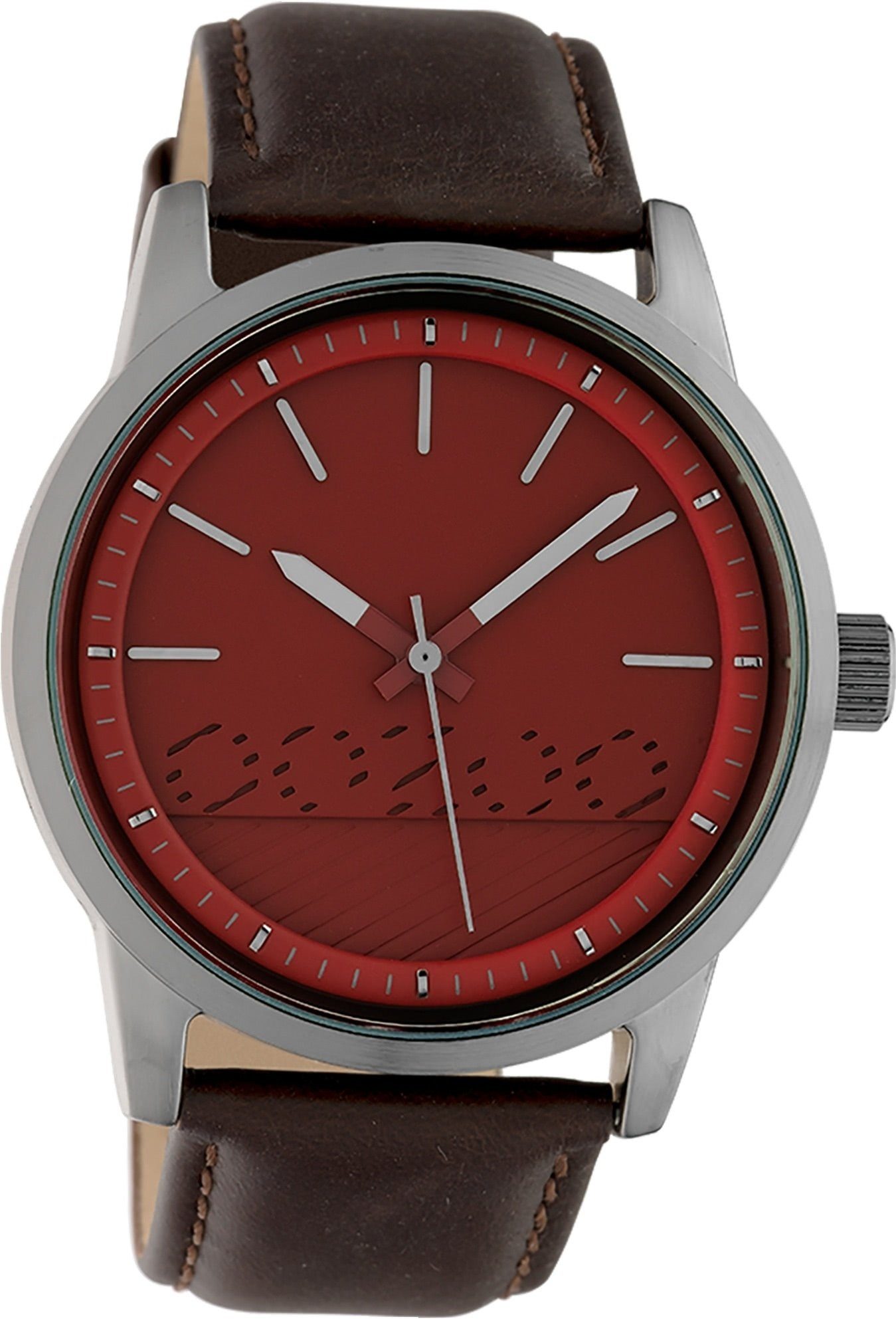 OOZOO Quarzuhr Oozoo Damen Armbanduhr OOZOO Timepieces, Damenuhr rund, groß (ca. 45mm), Lederarmband braun, Fashion