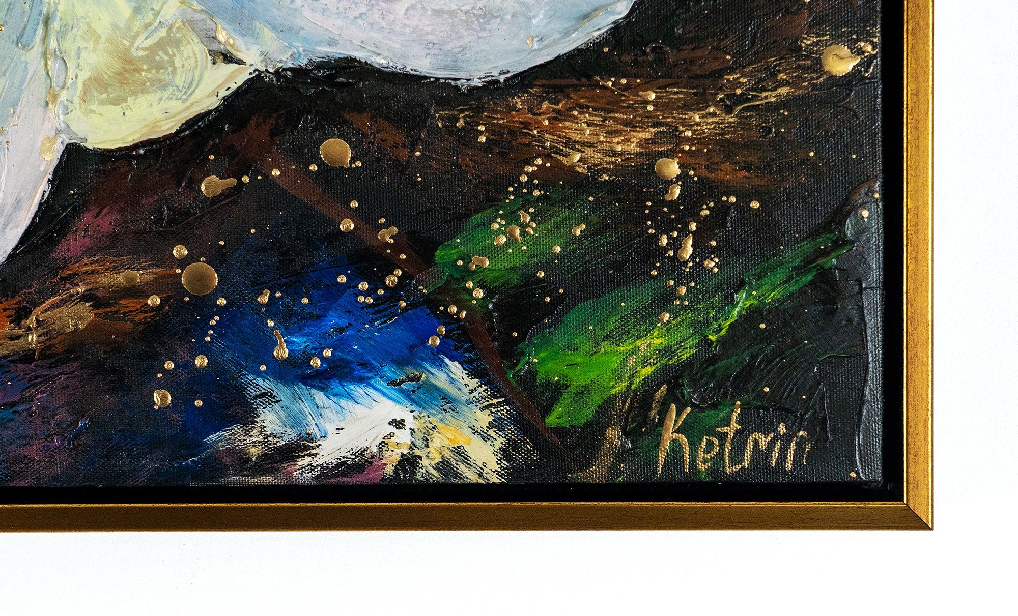 YS-Art Gemälde Pfingstrosen, Blumen, Pfingstrose Weiß Gold Schwarz Leinwand Bild Handgemalt