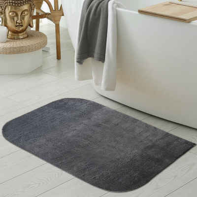 Teppich Designer Badezimmer Teppich mit runden Ecken – weich – anthrazit, Teppich-Traum, rechteckig, Höhe: 16 mm