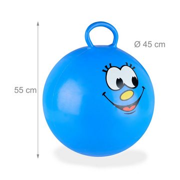 relaxdays Hüpfball Hüpfball für Kinder, Blau