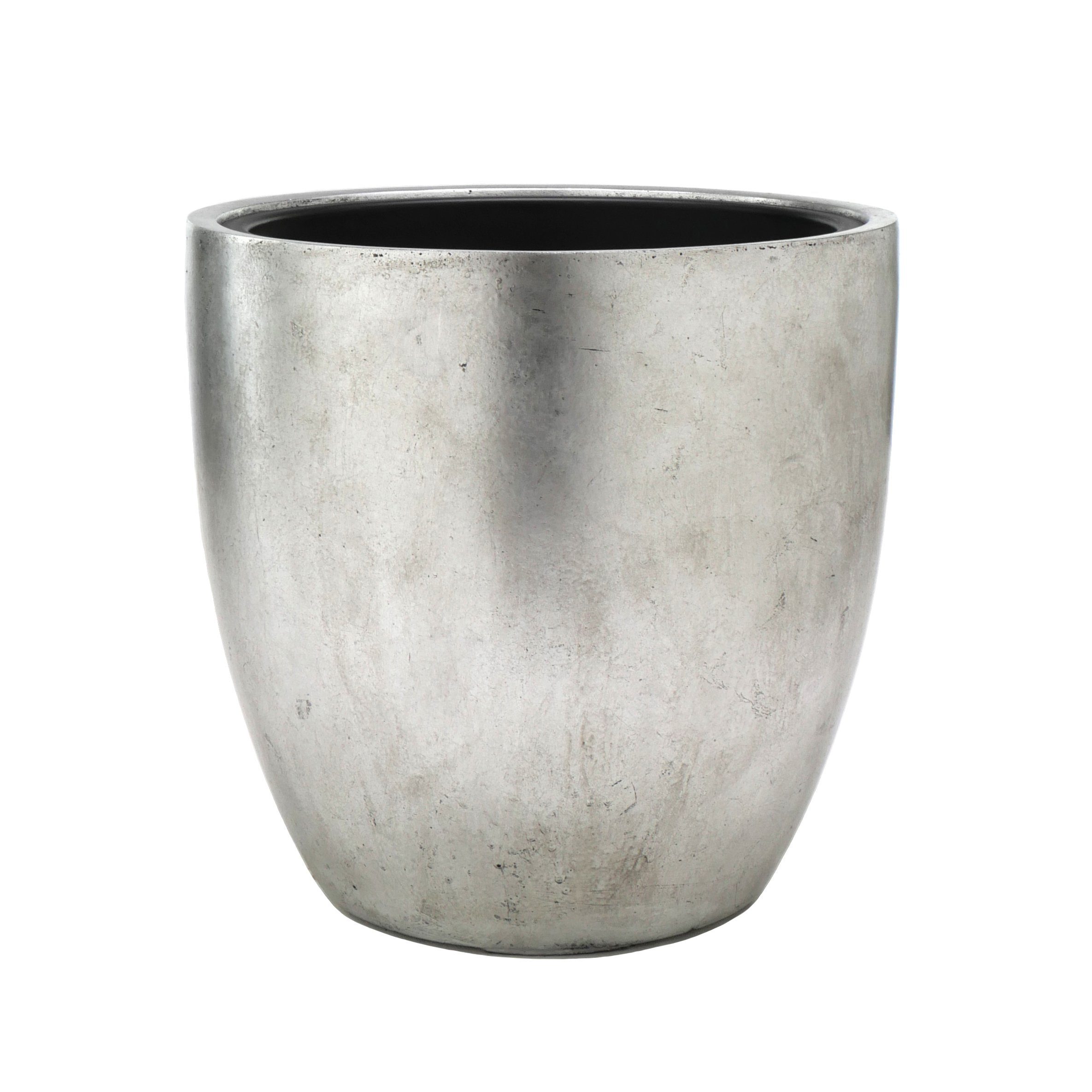 Flingora Pflanzkübel Faye, mit Einsatz - Fiberglas - Indoor - Silber - Ø 40 günstig online kaufen