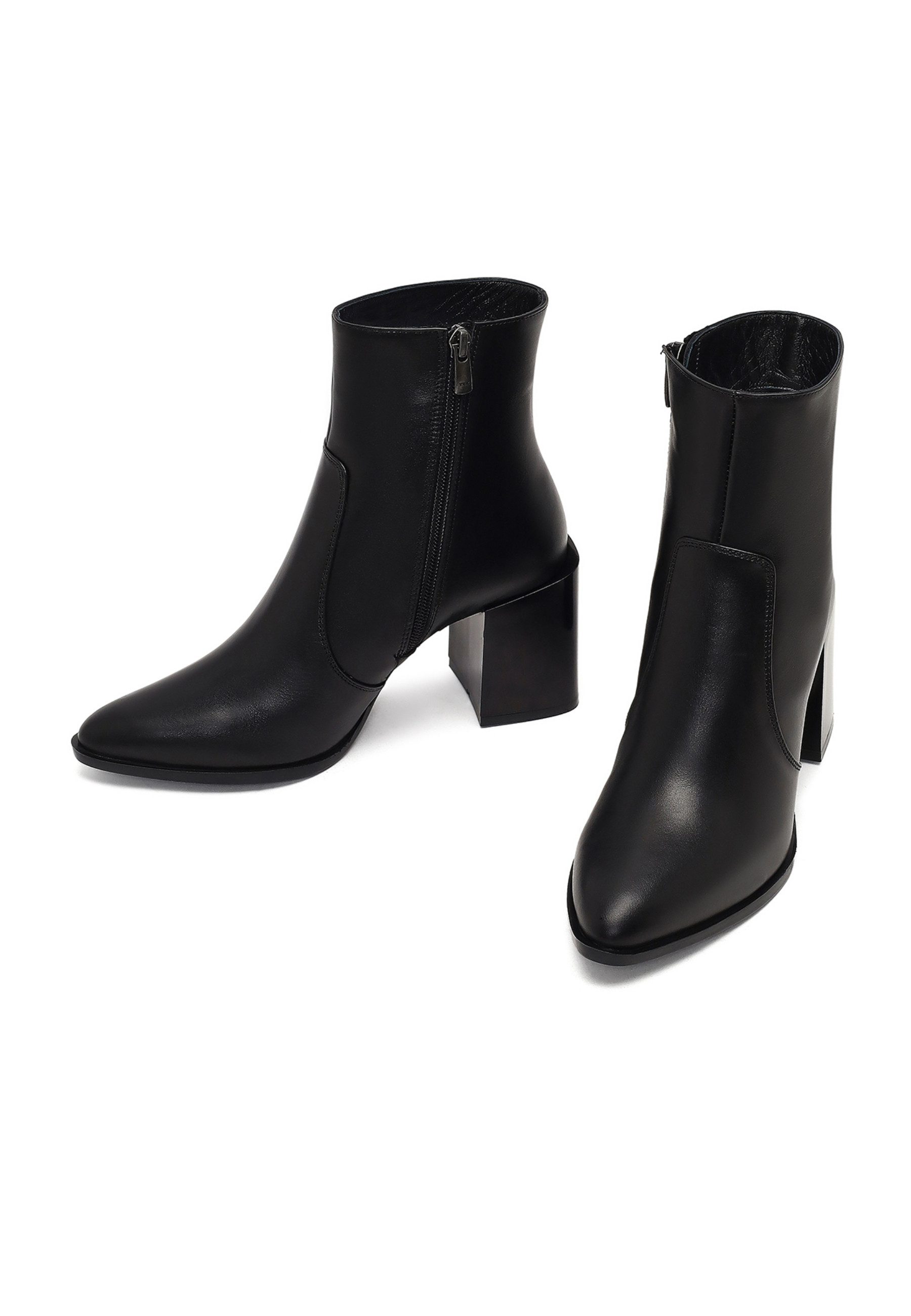 Derimod Absatz-Stiefeletten aus Lackleder Ankleboots Reißverschluss, Leder-Textil-Futter, TPU Sohle, Absatz 8 cm