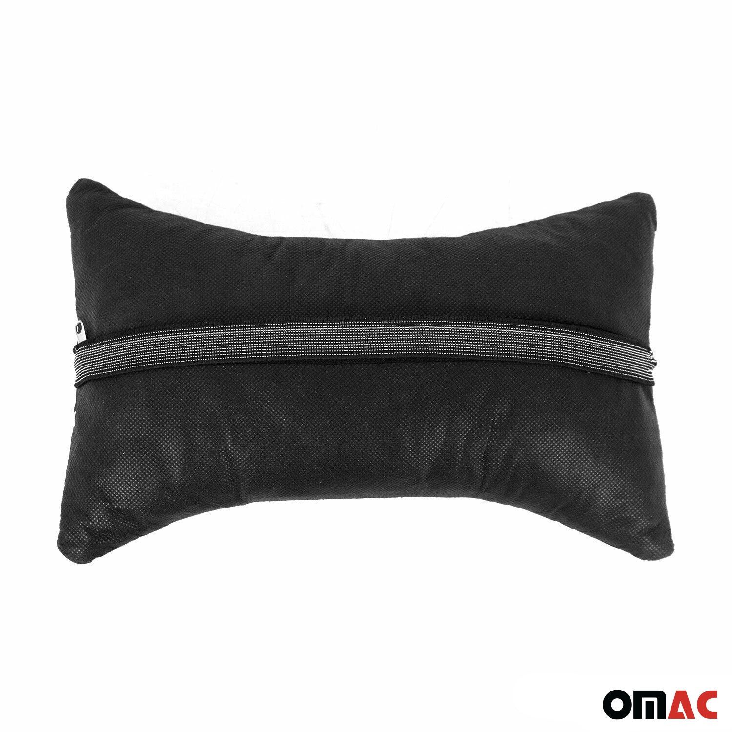 OMAC Autokopfstütze 2 Stück KFZ Auto Kissen Autositzkissen Leder Schwarz Rot 8x30 cm