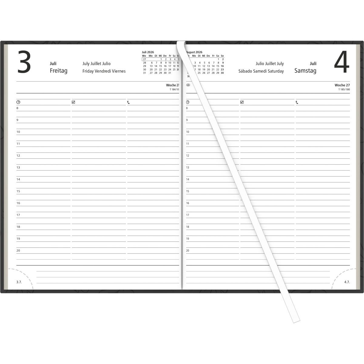 ZETTLER Buchkalender Buchkalender 876 14,5x21cm 1 Tag/1 Seite Recycling schwarz 2026