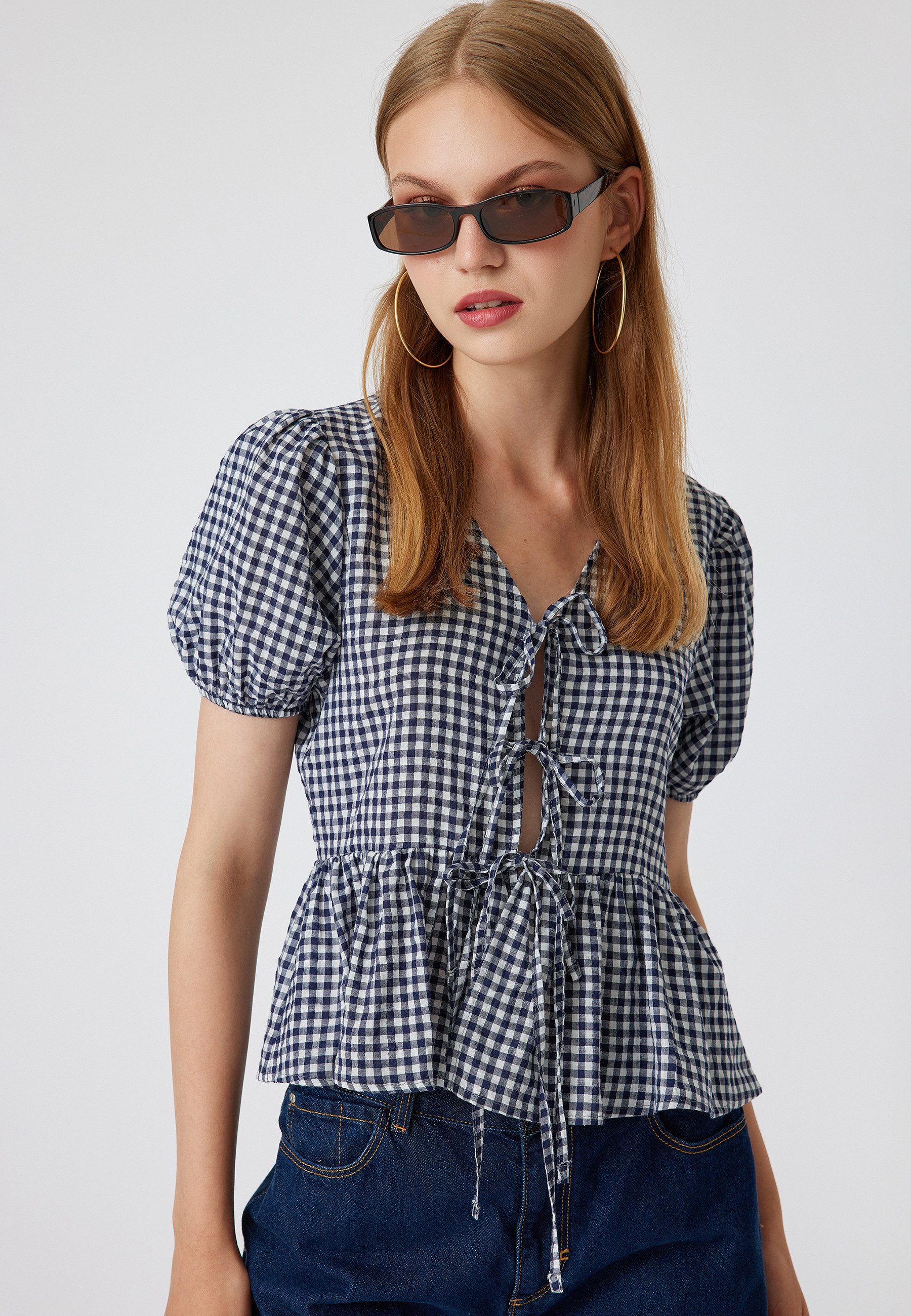 Koton Langarmbluse Kurzärmelig V-Kragen