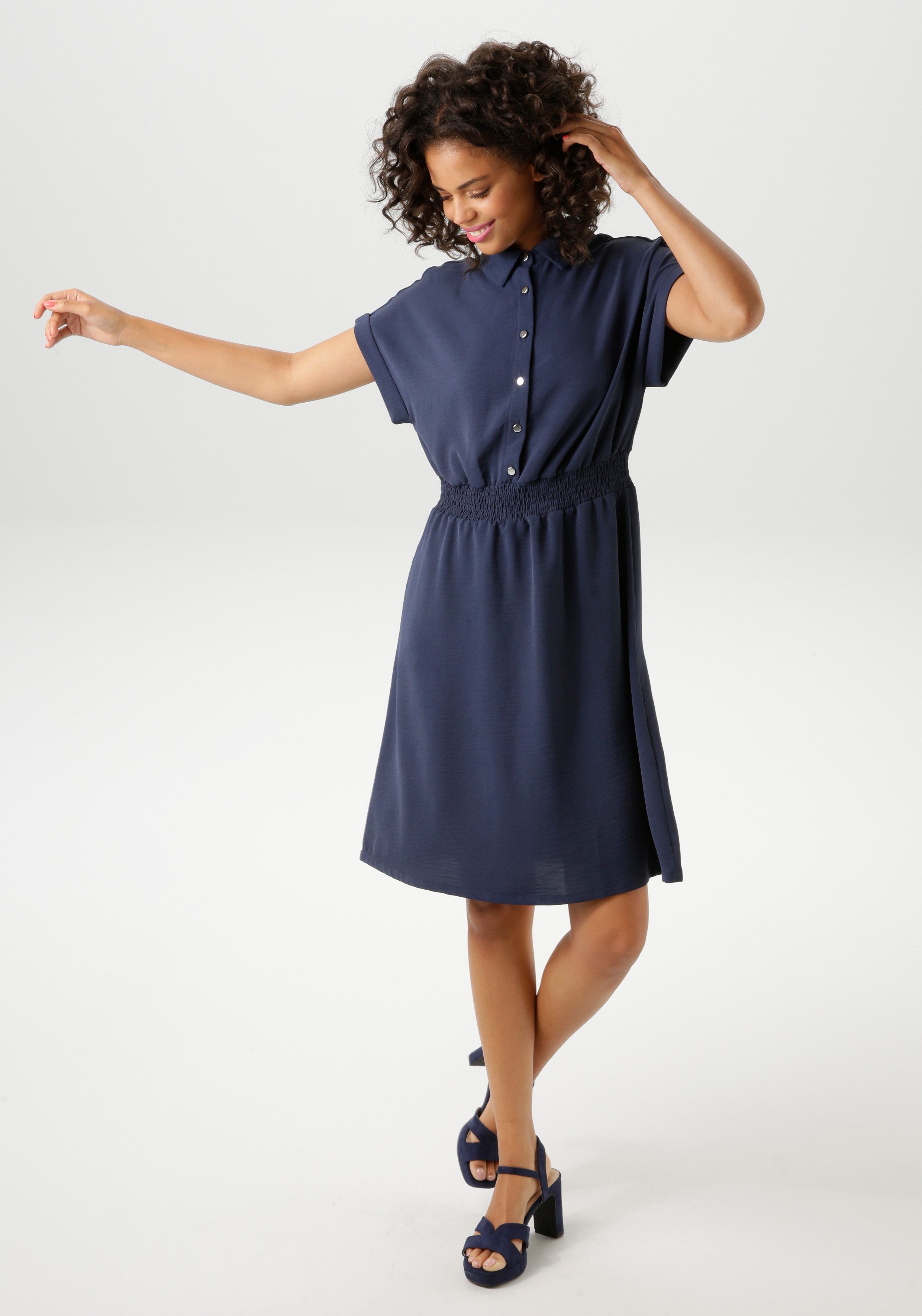 Aniston CASUAL Sommerkleid mit Smokbündchen in günstig online kaufen