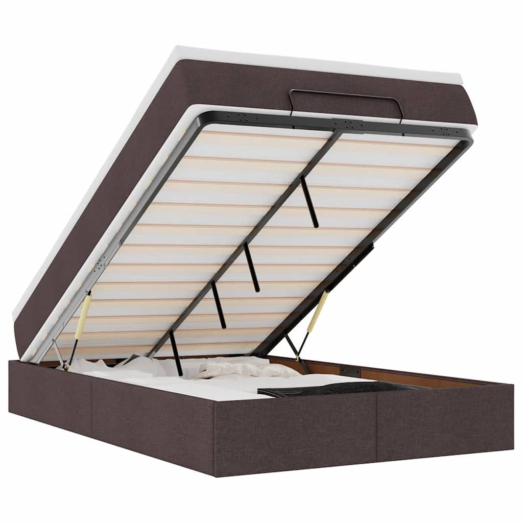 vidaXL Bett Ottoman-Bett mit Matratze Dunkelbraun günstig online kaufen