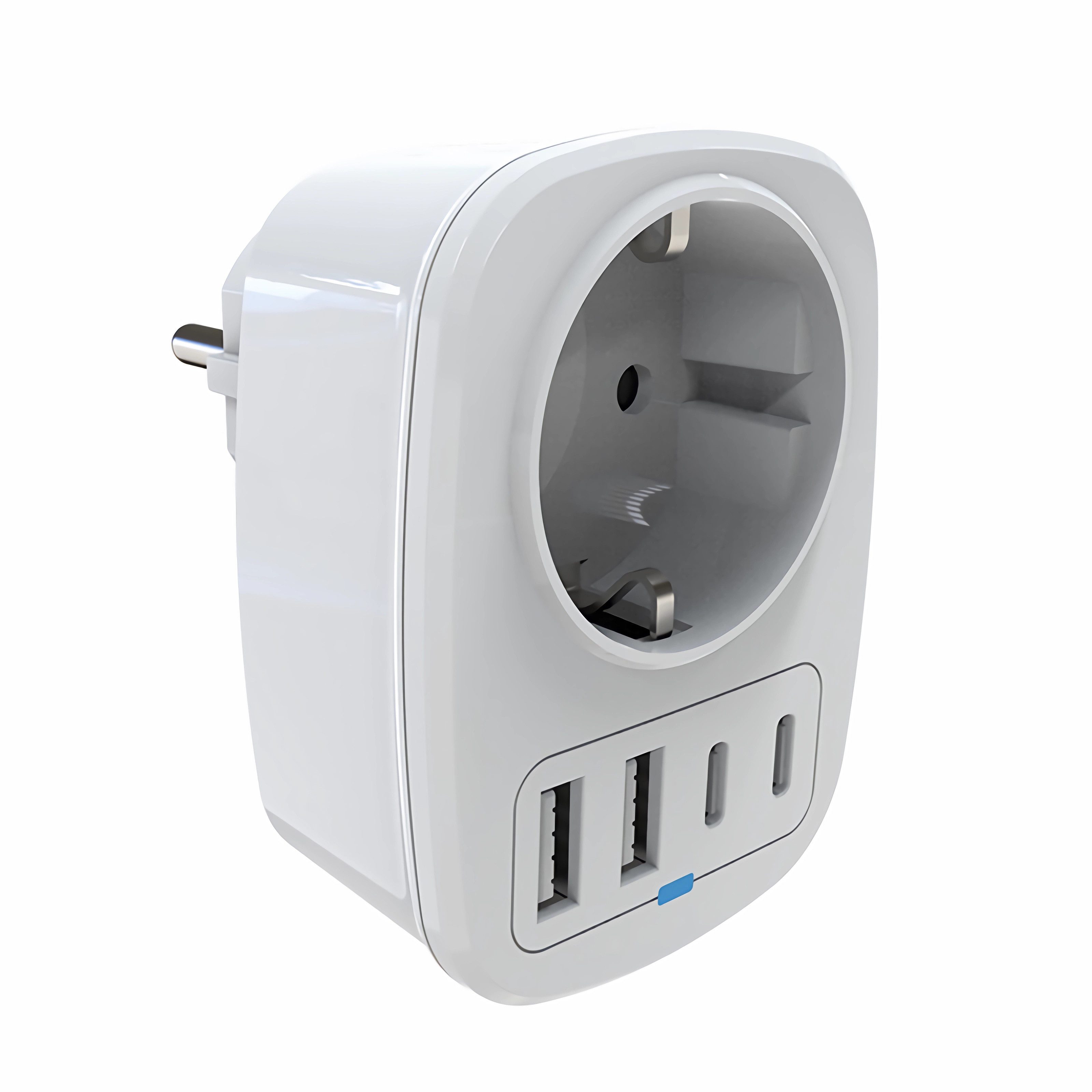 Bolwins L57C EU Steckdose Steckdosenleiste 2x USB A + 2x Typ-C Ladegerät Handy Mehrfachsteckdose 4-fach (Steckdose USB-A Anschluss USB-C Anschluss USB-Ladefunktion, Überlastschutz, Überstromschutz, Kurzschlussschutz, Überhitzungsschutz, Kabellänge 0 m), G