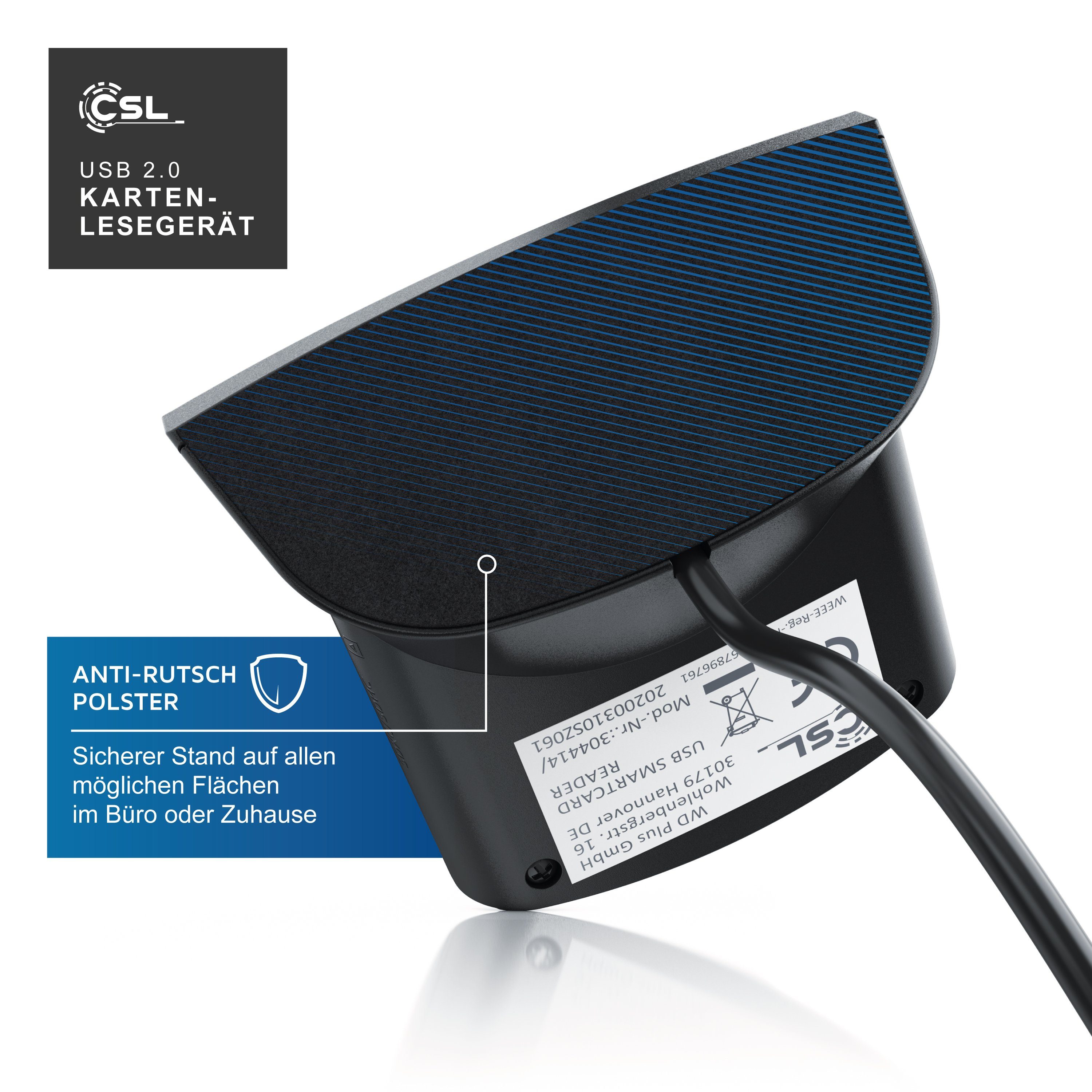 CSL Speicherkartenleser Chipkartenleser, SmartCard Reader, Cardreader, SIM Cards, SD, Micro SD, USB 2.0 Typ A, SD Card, microSD, Simcard, Smartcard, 480 Mbit/s