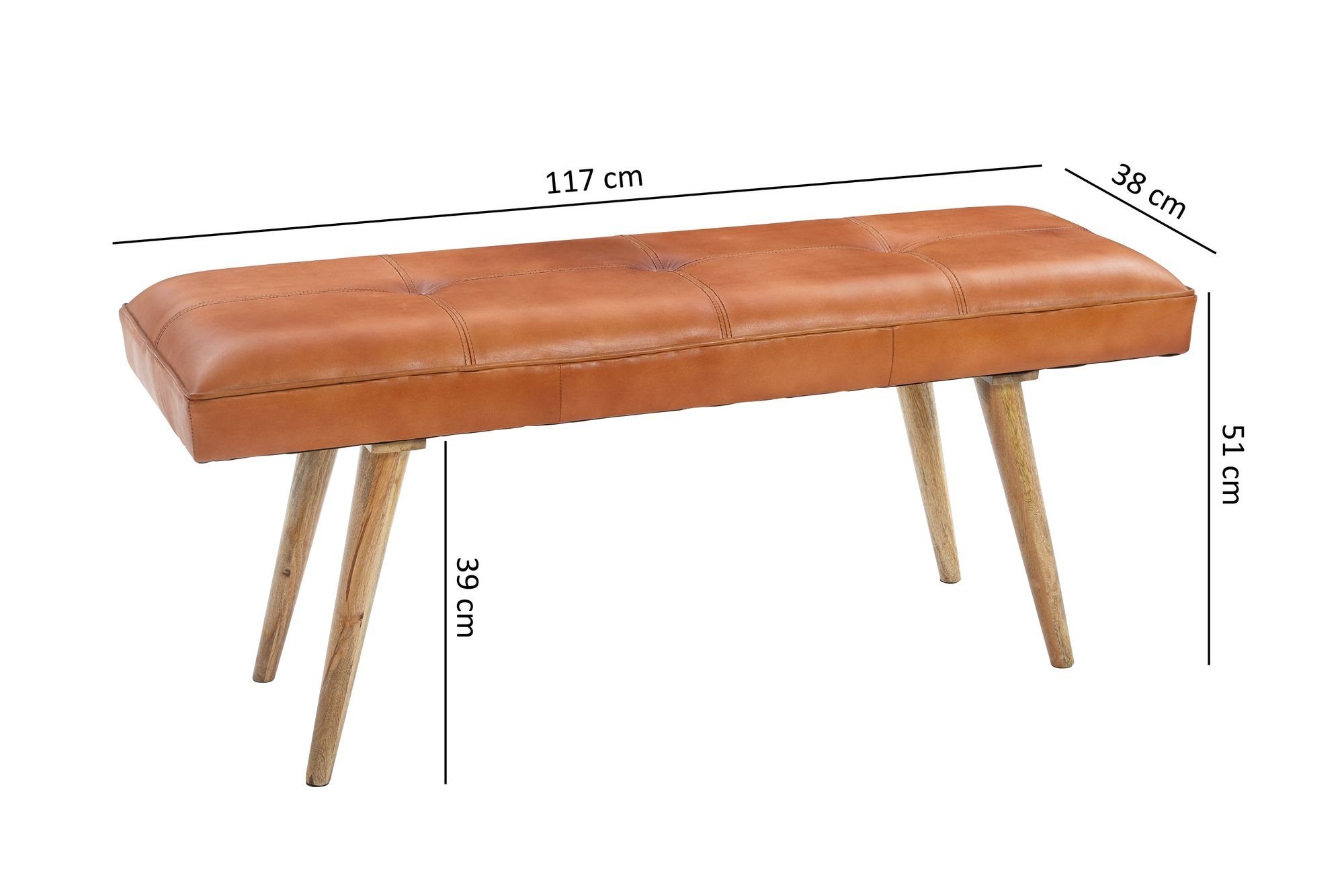 & Sitzbank bequem & Holz– Stilvoll DESIGN Retro-Sitzmöbel Ziegenleder aus KADIMA
