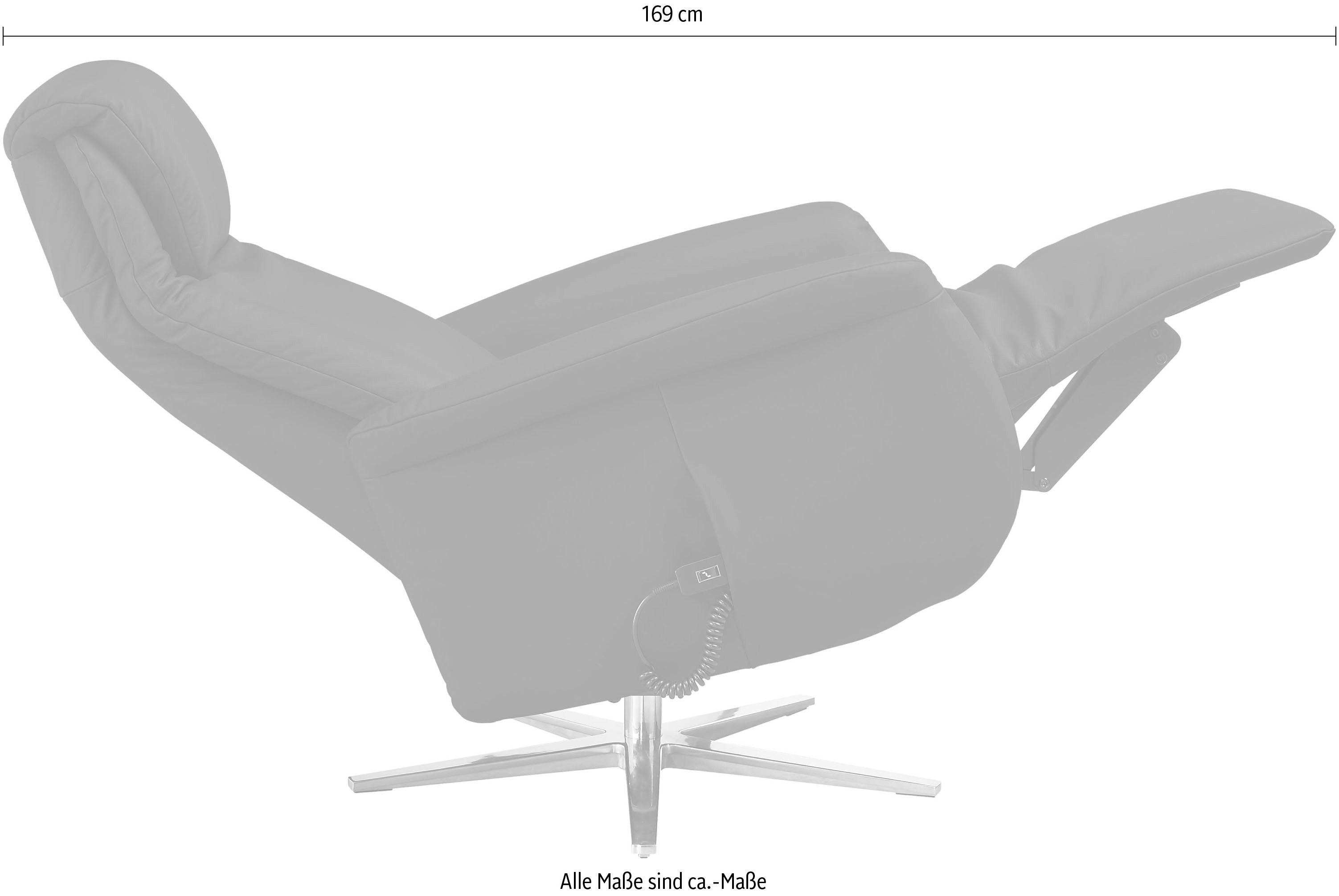 Home affaire Relaxsessel Cartore Chromfuß, mit manueller oder motorischer Verstellung mit Akku, drehbar, hochwertiger Kaltschaum, Drehsessel