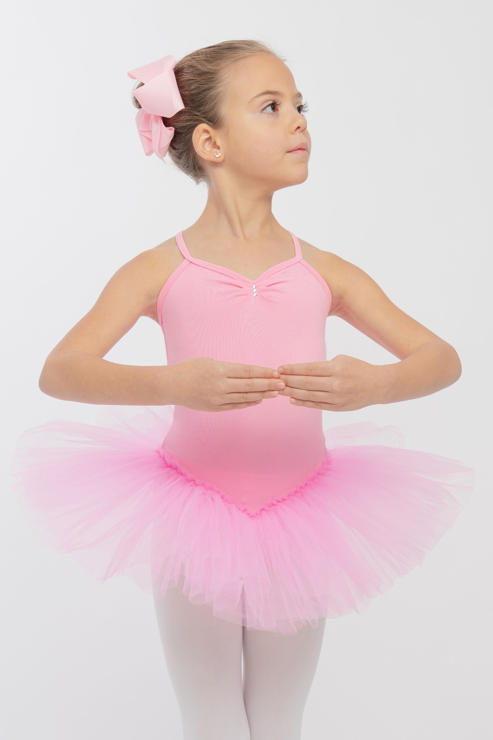 tanzmuster Tüllkleid Ballett Mädchen mit für Glitzersteinen Kim Tutu Ballettkleid rosa