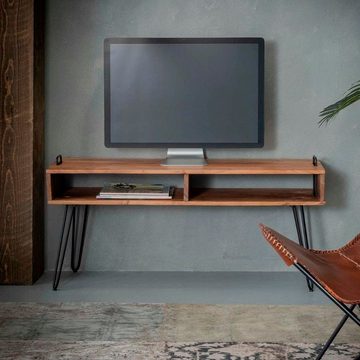 RINGO-Living Sideboard Massivholz TV-Lowboard Lani in Natur-dunkel und Schwarz-matt, Möbel