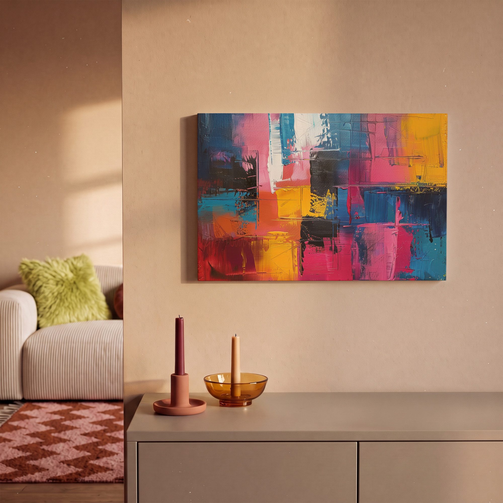 OneMillionCanvasses® Leinwandbild Lackierung - Kunst - Modern - Abstrakt, Fotodruck (1 St), Leinwand Bilder Klein, Wand Dekoration Aesthetic 30x20 cm – Bild 2 von 5