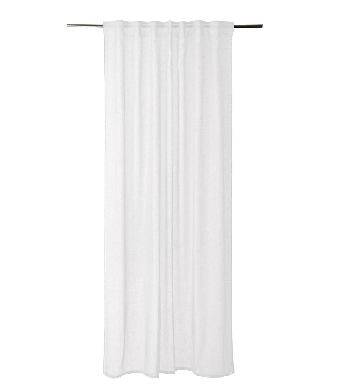 Home4You Vorhang, 140 x 245 cm, Weiß, Unifarben, (1 St), verdeckte Schlaufen, halbtransparent, Polyester