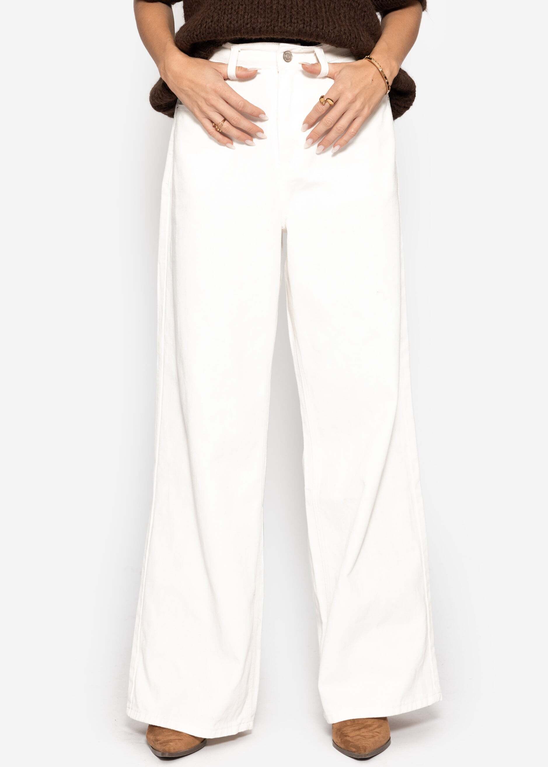 SASSYCLASSY 5-Pocket-Jeans Wide Leg Jeans mit hohem Bund für Damen
