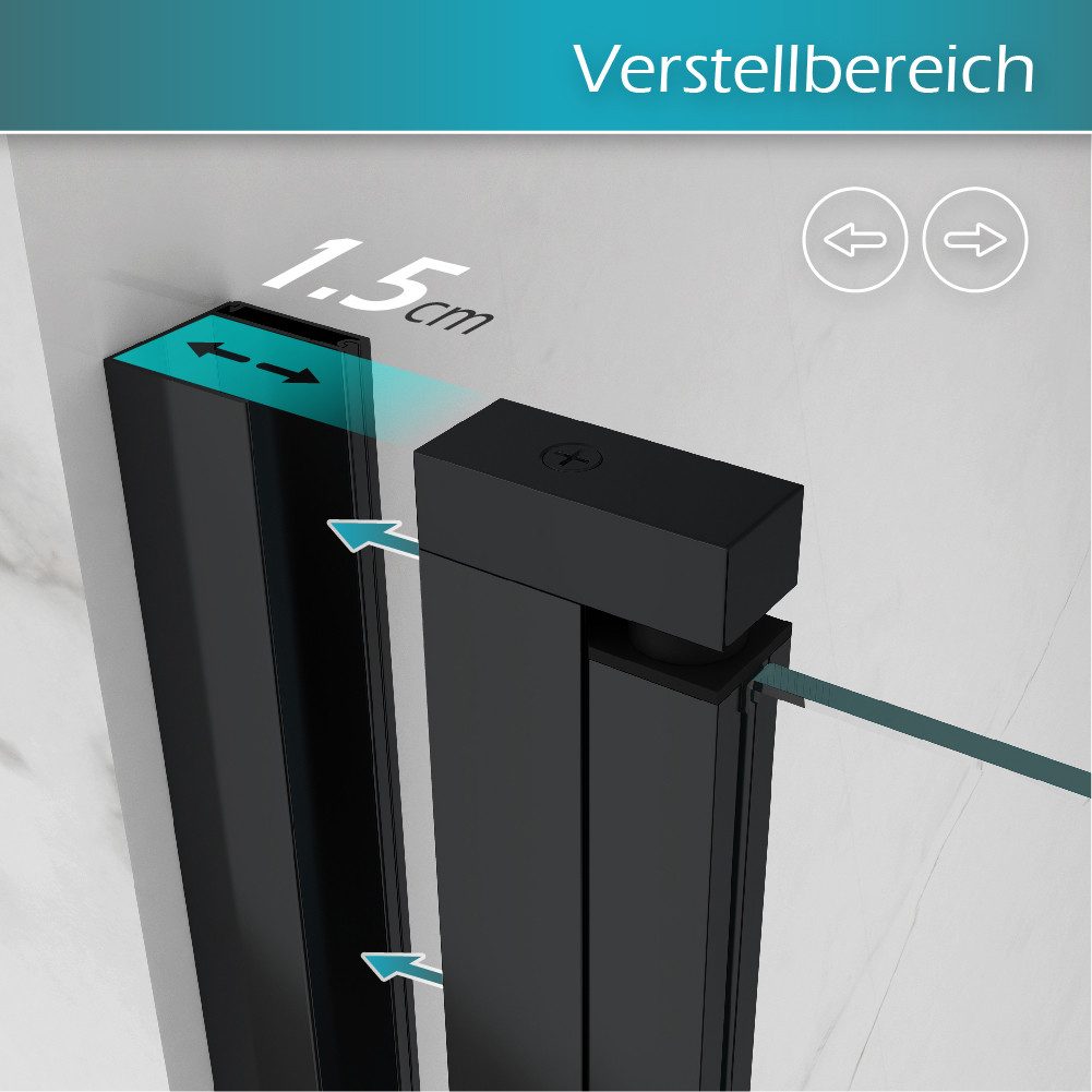 i-flair Dusch-Doppelflügeltür Duschtür Lara BLACK mit Pendeltüren aus satiniertem ESG Sicherheitsgla, 68x180 cm, 6 mm Sicherheitsglas – Bild 5 von 5