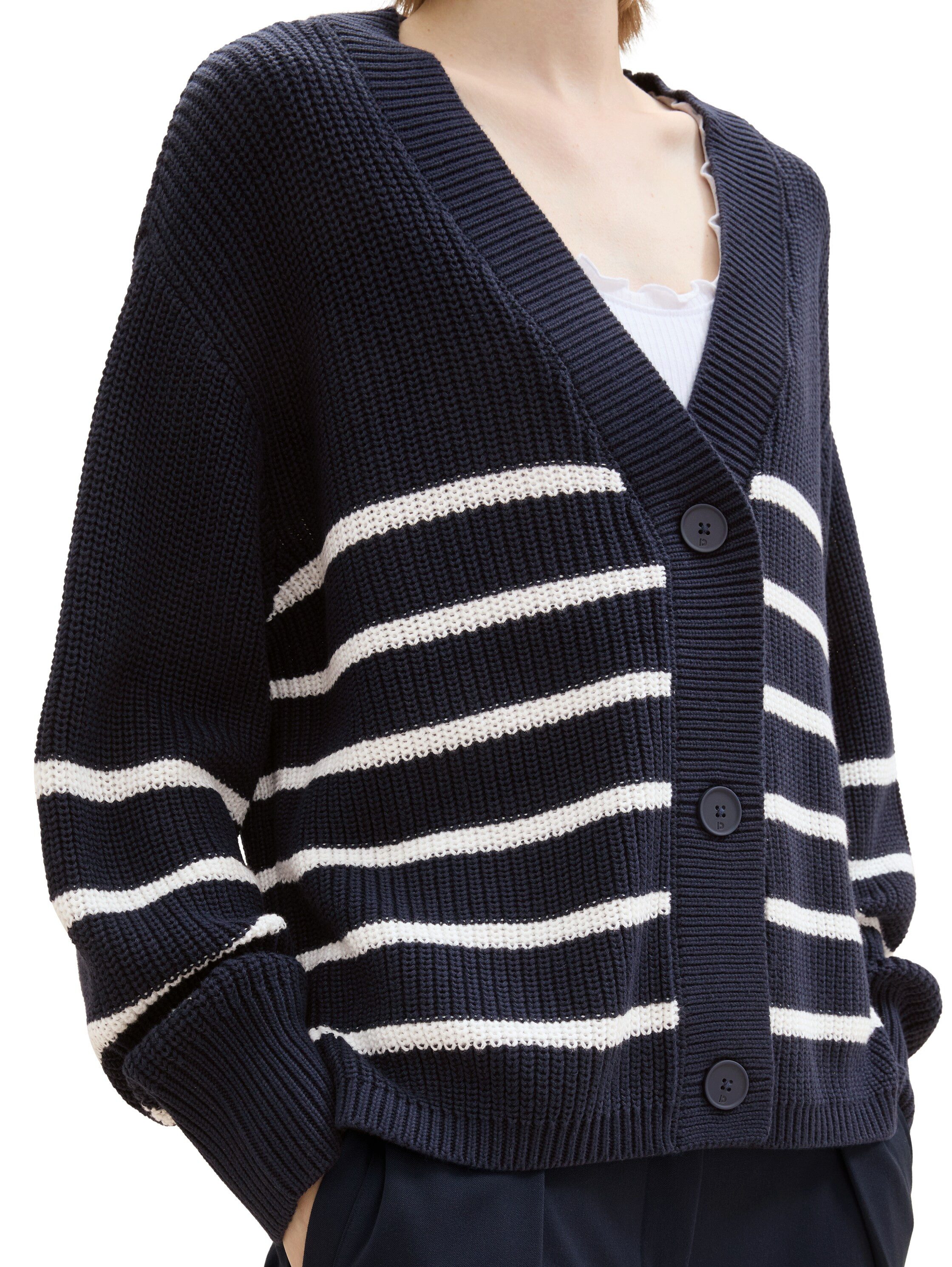 TOM TAILOR Denim Cardigan mit Strickstruktur und Knopfleiste