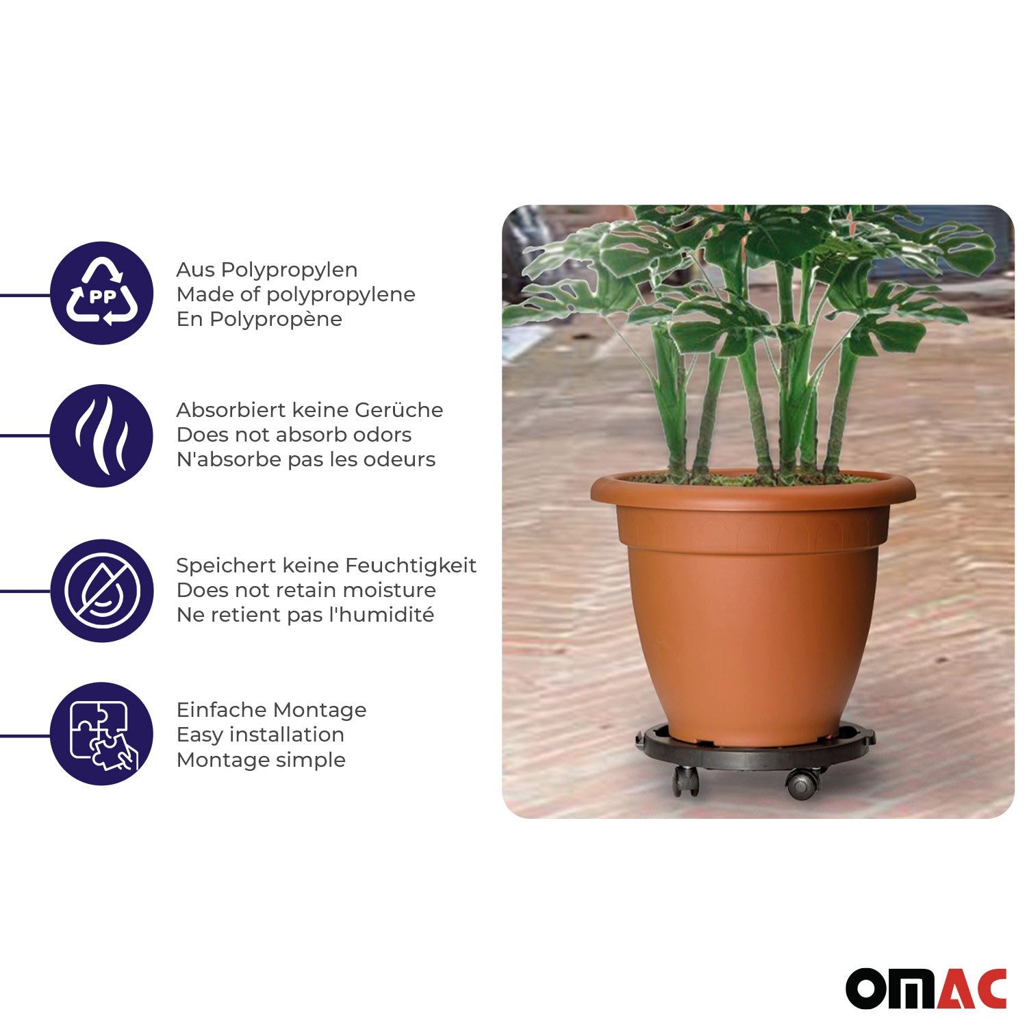 OMAC Möbelrolle Pflanzenroller Rollbrett Transportroller 170 kg Reifenträge günstig online kaufen