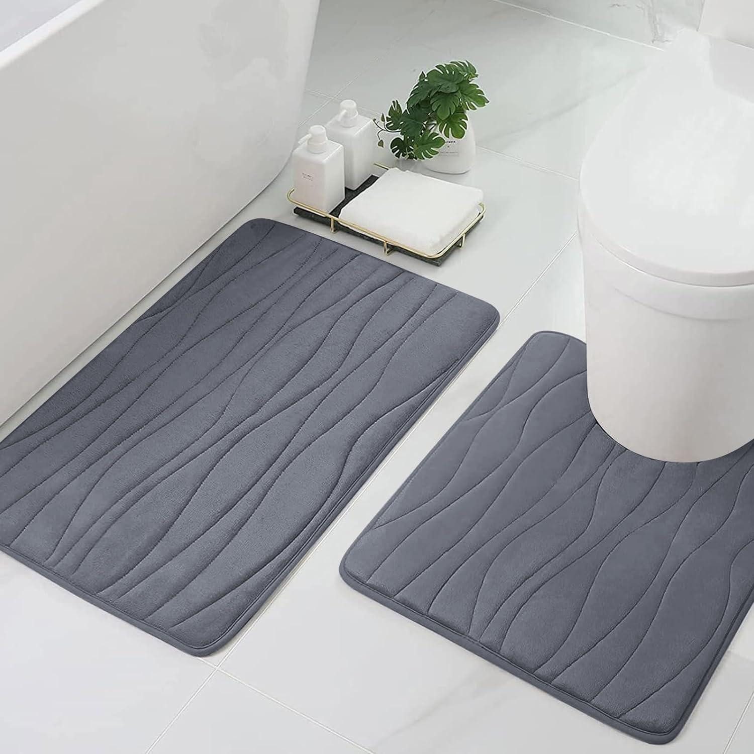 LuxusKollektion Schaum-Badematte Badematte Memoryschaum 2tlg Dunkelgrau
