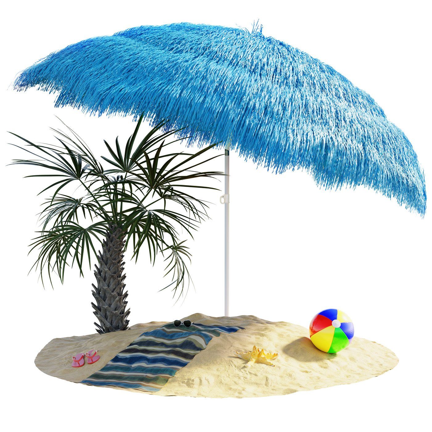 Kingsleeve Sonnenschirm, Hawaii Blau 160 cm Neigbar Höhenverstellbar Wasserabweisend Erdspieß