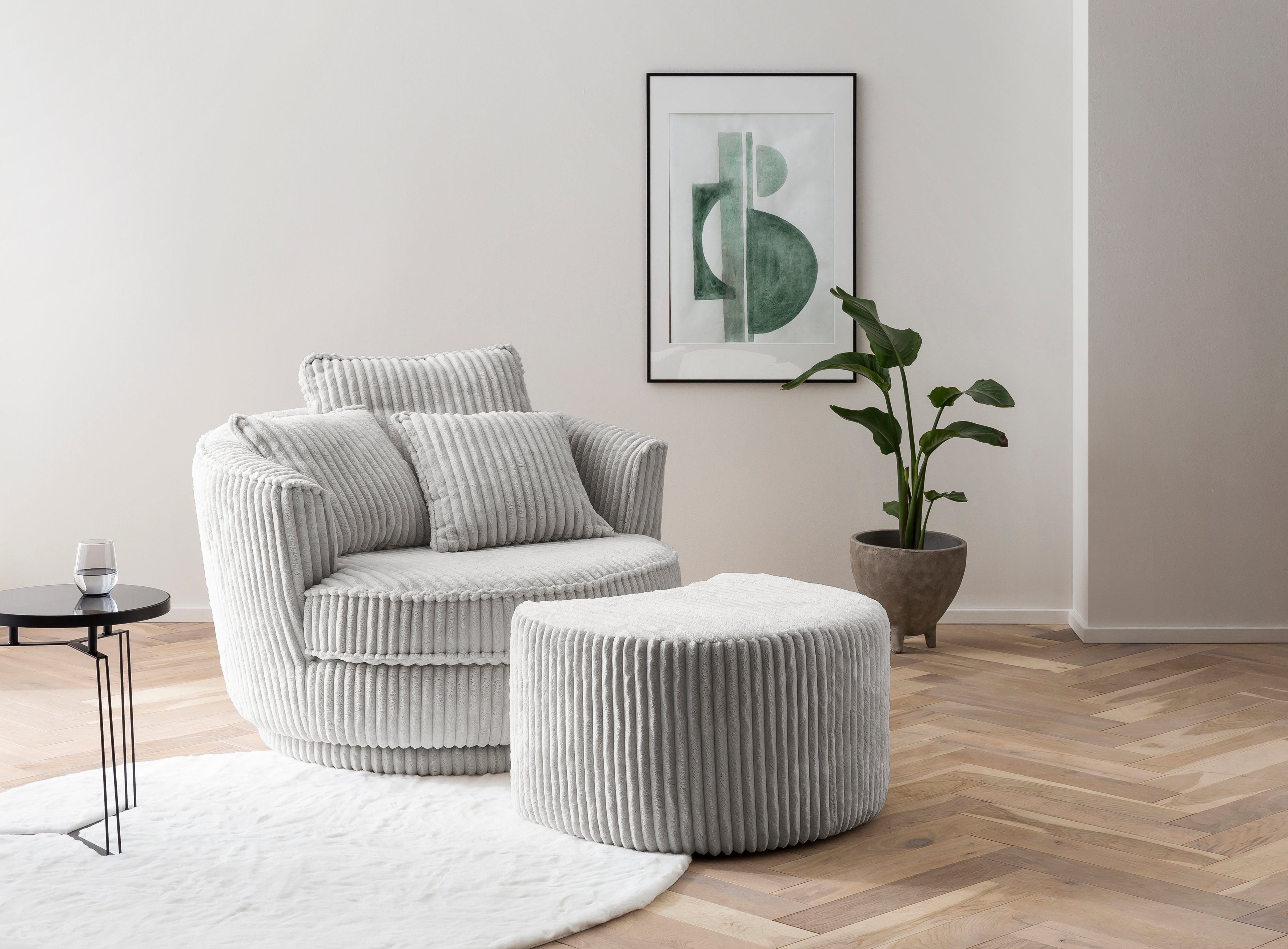 Home affaire Hocker MAISIE Cord, passende Ergänzung Big-Drehsessel, in 3 Farben