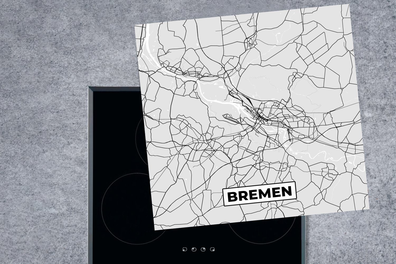 MuchoWow Herdblende-/Abdeckplatte Bremen - - für Vinyl, küche Arbeitsplatte Stadtplan - tlg), Ceranfeldabdeckung, (1 Deutschland, cm, 78x78 Karte