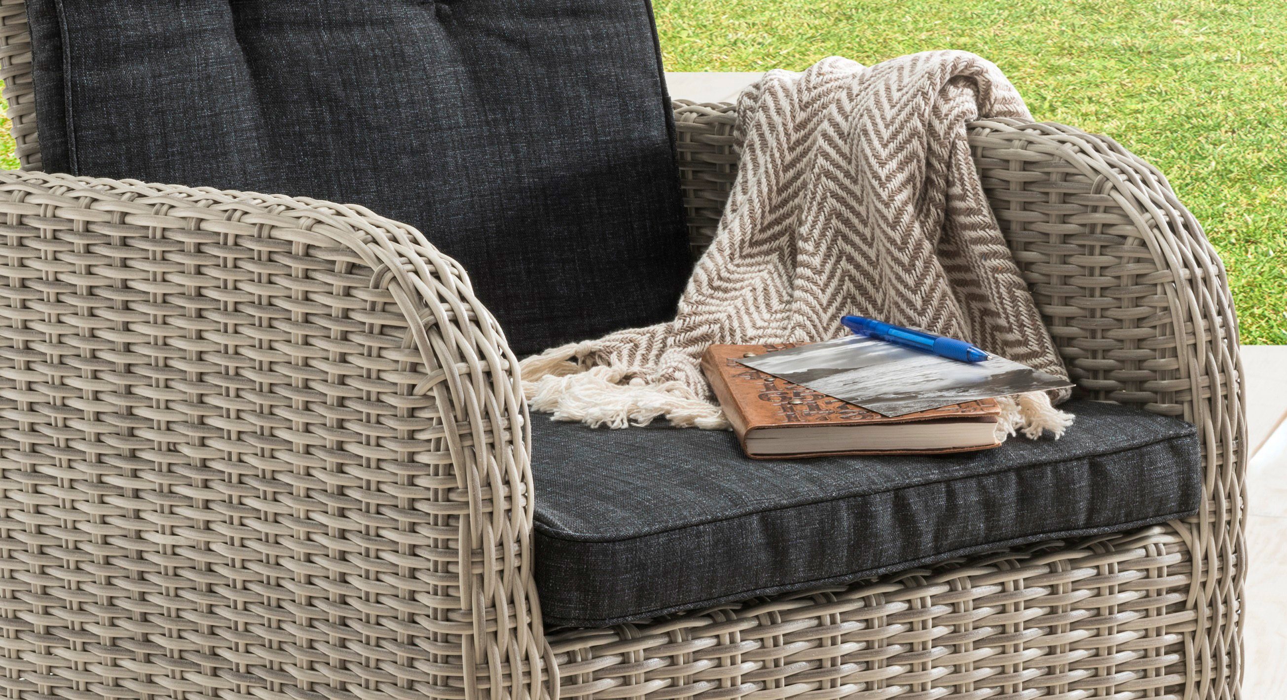 Destiny Gartensessel PALMA CASA (Set), Aluminium, Polyrattan, inkl. Fußhocker und Auflagen