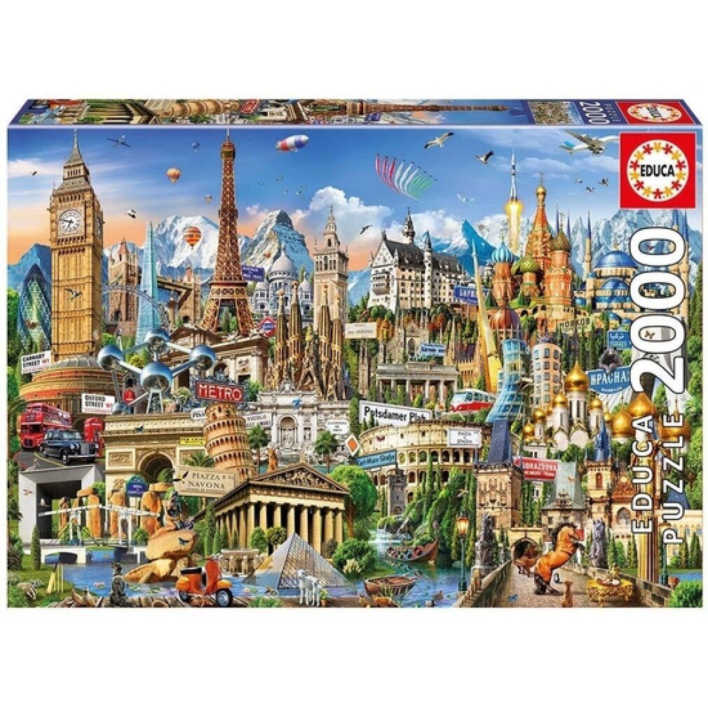 Educa Puzzle Puzzle 9217697 - Europe Landmarks - 2000 Teile Puzzle, Puzzleteile