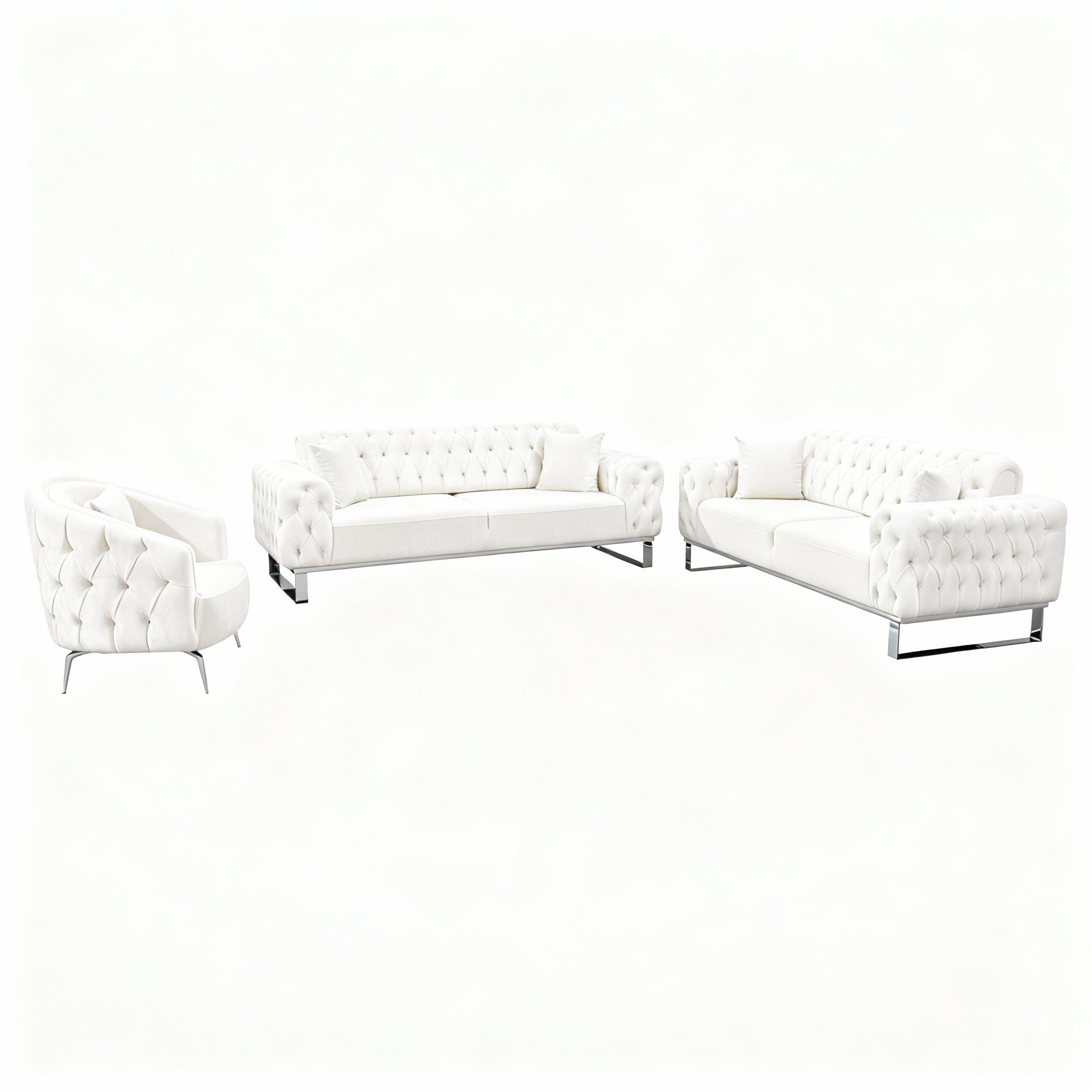 Palms-Store Sofa Set Jumeirah 3-Sitzer+2-Sitzer+Sessel in Samtstoff, Spar-Set, in 5 Stofffarben erhältlich