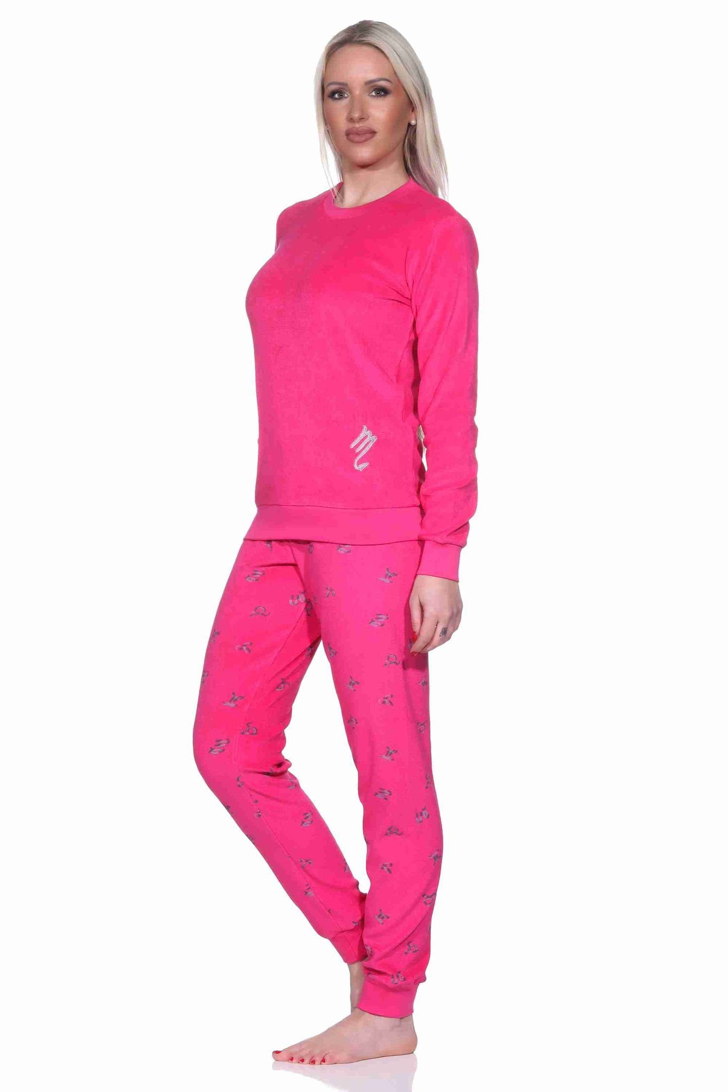 Normann Pyjama Damen Frottee Schlafanzug langarm Pyjama mit Bündchen - auch in Übergrössen